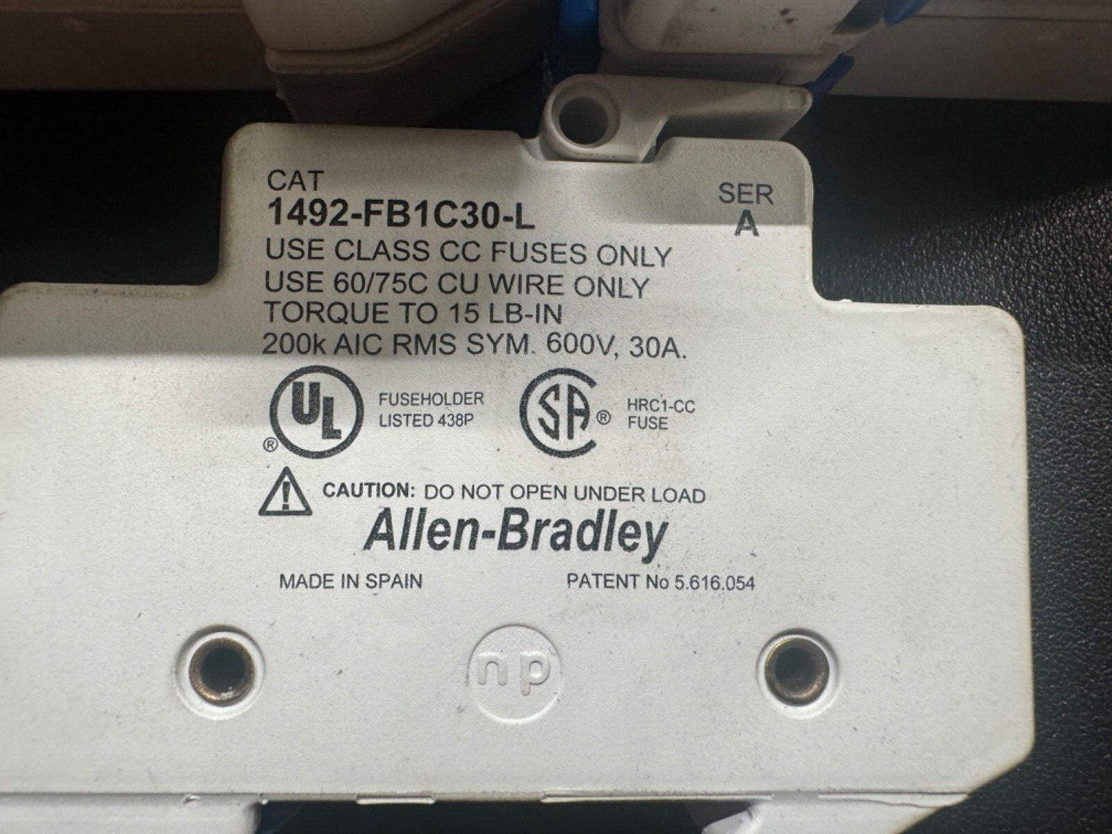 3 USED AB 1492-FB3C30-L, 1492-FB2C30-L, 1492-FB1C30-L Fuse Blocks 600V AC/DC 30A