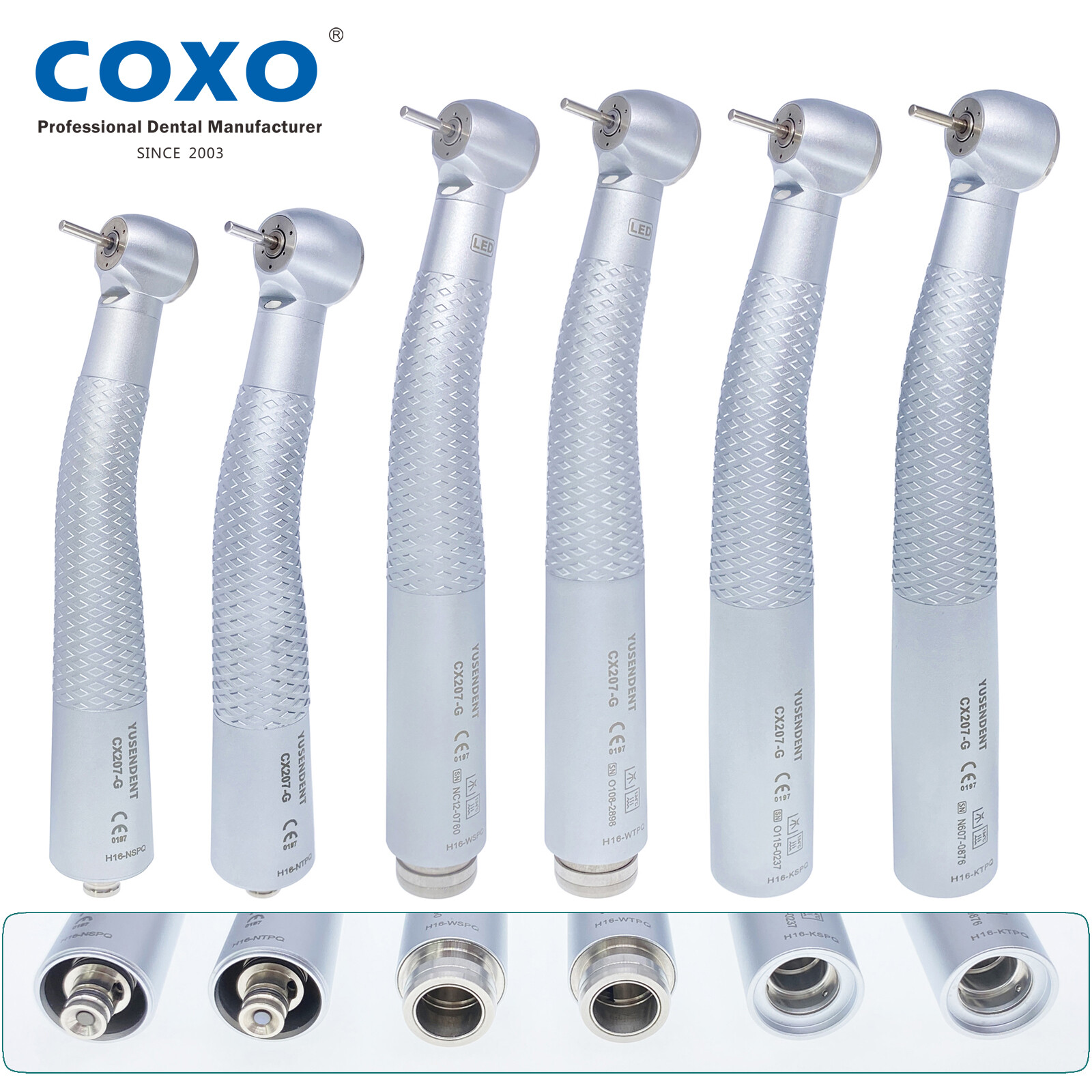 COXO YUSENDENT CX207-G H16 Dental Fiber Optic LED High Speed Handpiece Turbine