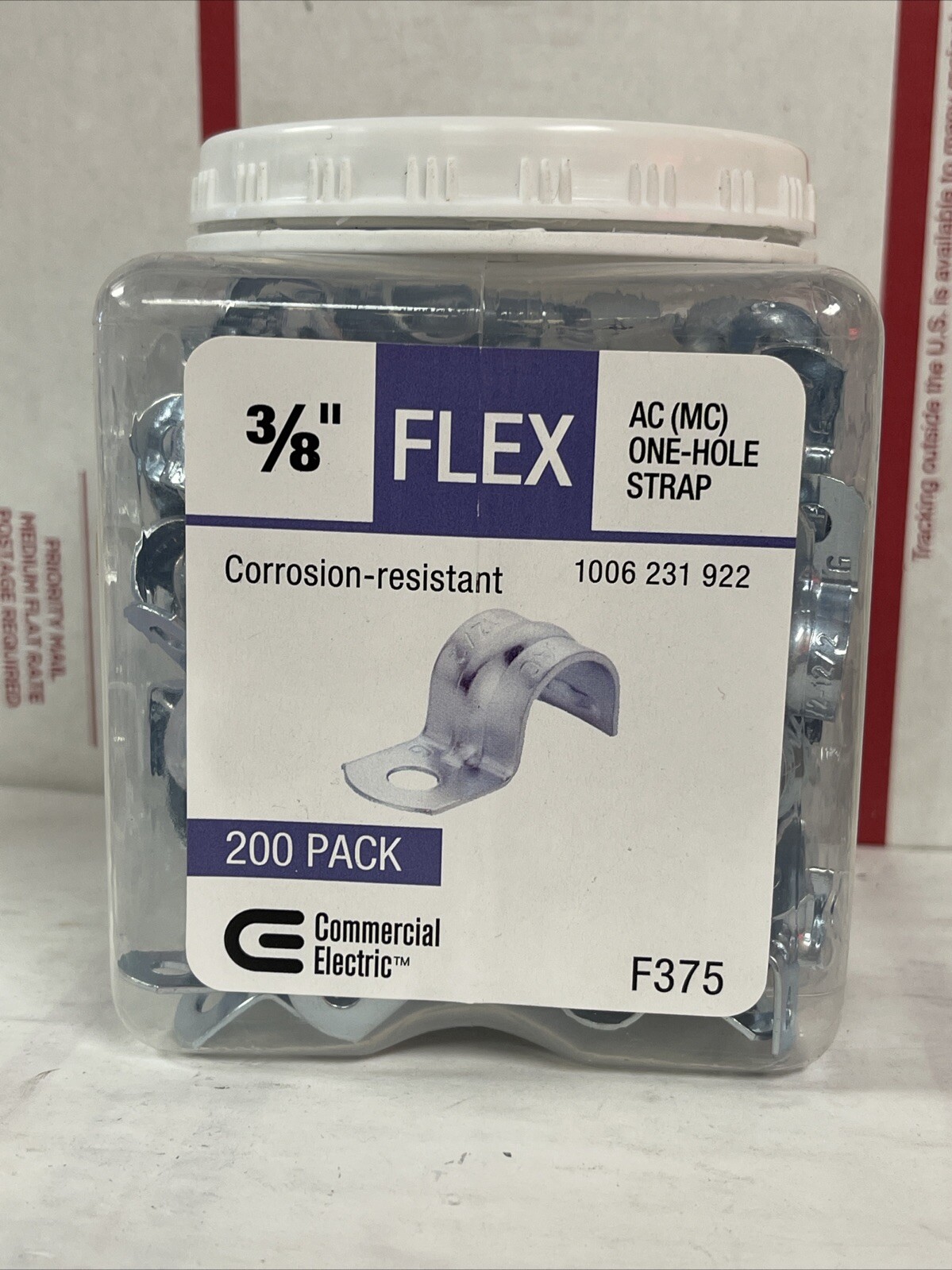 (200 Pcs)FLEX AC BX ONE HOLE STRAP CCP, 3/8″, corrosion resistant