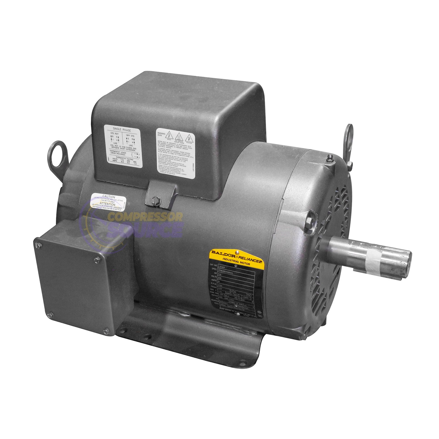 Baldor 7.5 HP Single Phase Electric Motor 230 Volts 215T Frame 1750 RPM L1510T