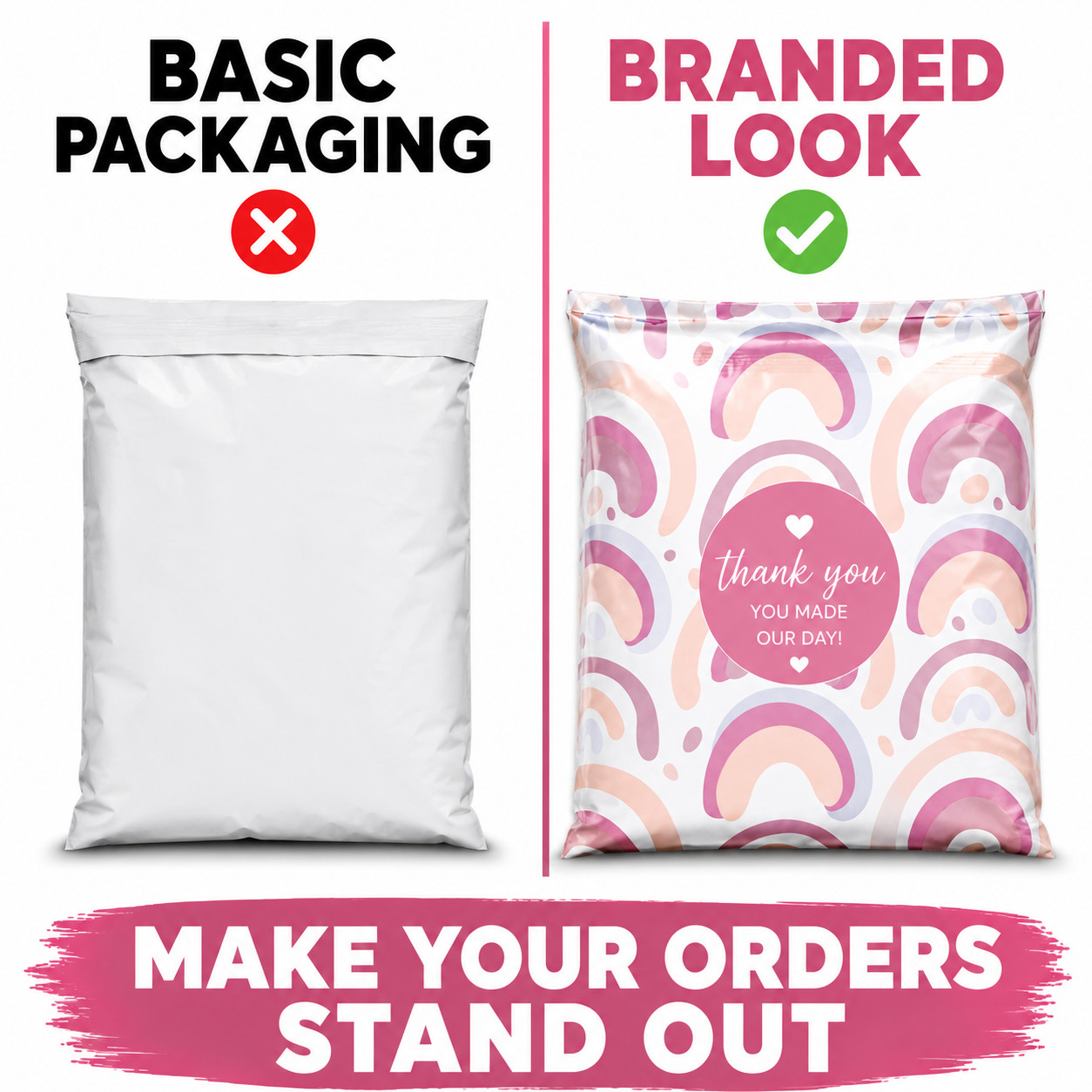 10×13 Boho Rainbow Designer Poly Mailers Self Seal Boutique Packaging