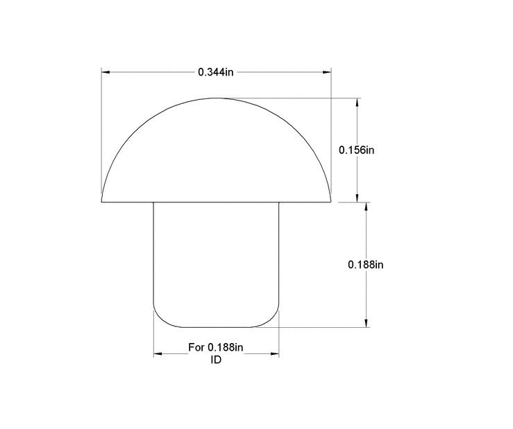 Rubber Push-in Mushroom Bumpers 11/32″ Diam – Fits 3/16″ Hole