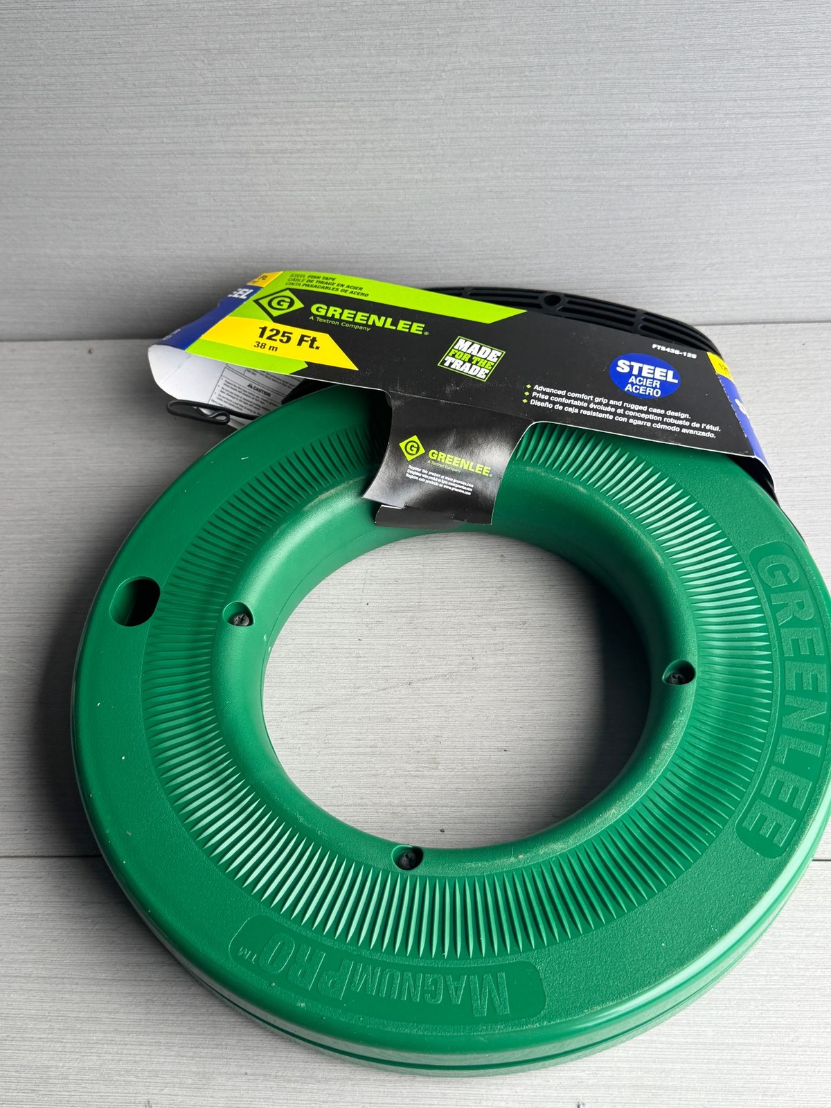 Greenlee FTS438-125 Steel Fish Tape 125 Ft x 1/8 Cable Puller Reel Electrical