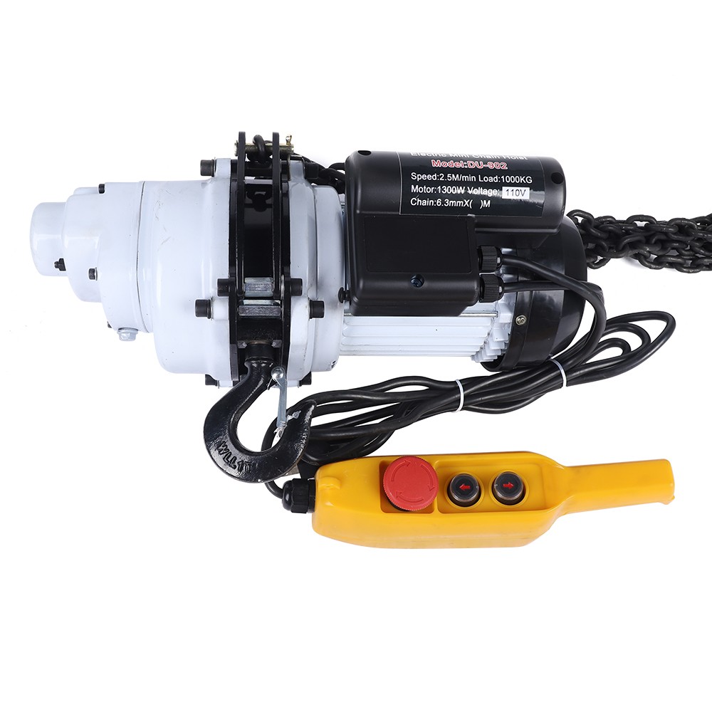 1000kg/2205lbs Electric Chain Hoist Single Phase Hoist Crane 10 FT Chain 1.3KW