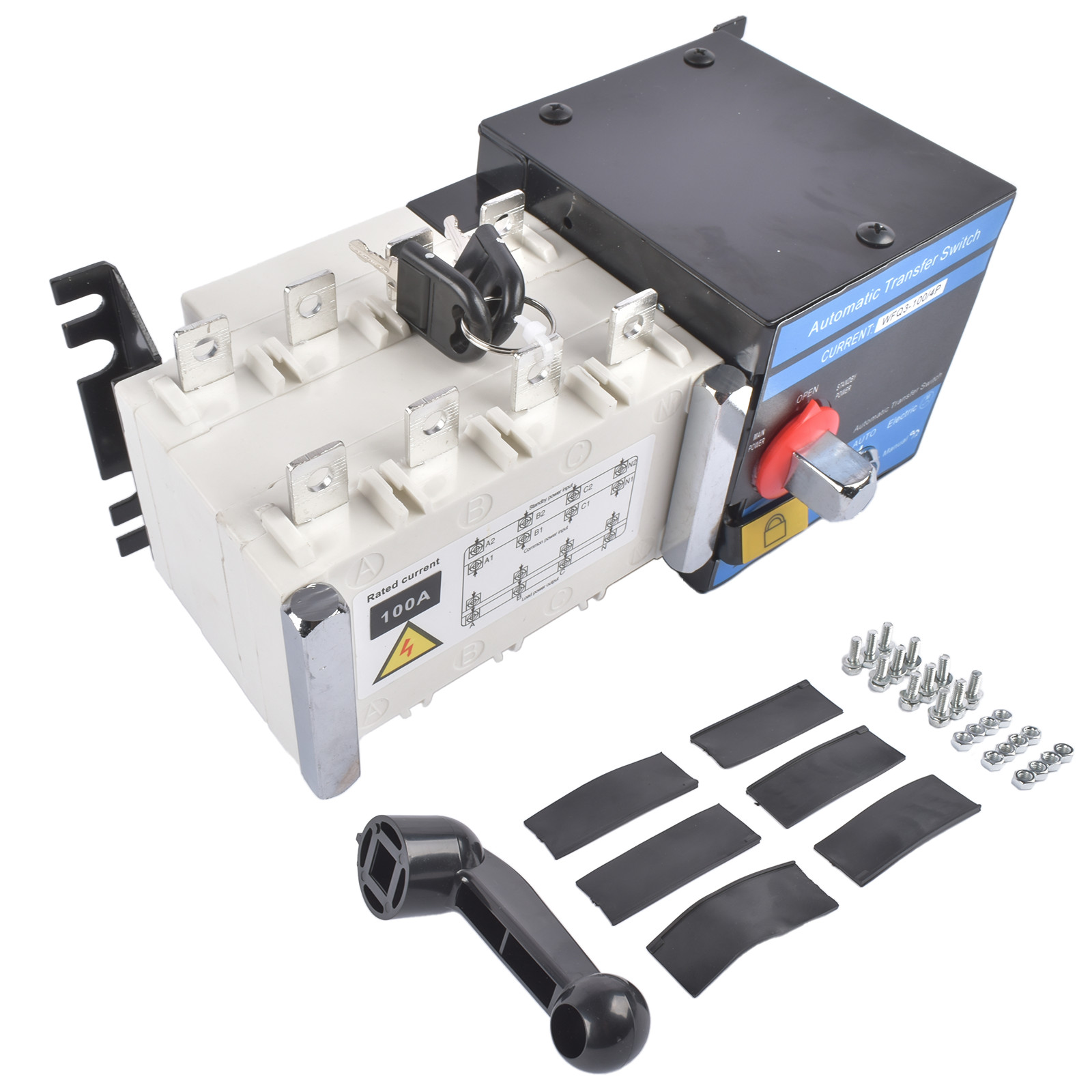 Industrial Automatic Transfer Switch 4P 100A 110V / 220V Auto or Manual Mode