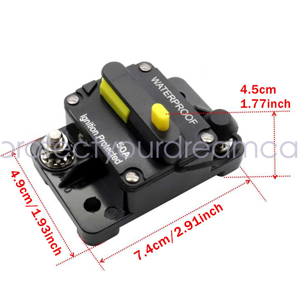 Car Circuit Breaker Fuse Reset 50 Amp 12V DC Car Boat Auto Waterproof US