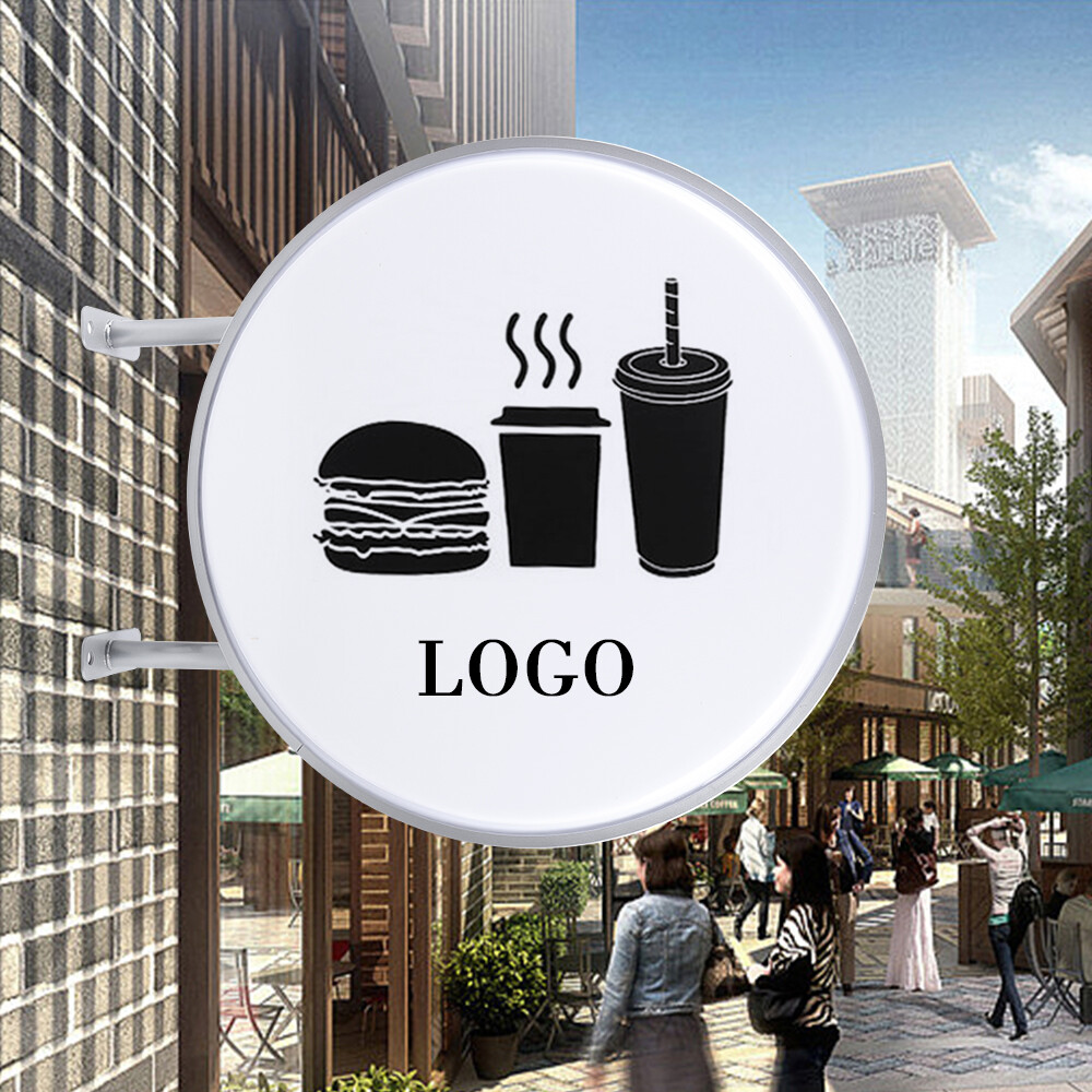 LED Light Box Round Double Sided Outdoor Advertising Illuminated Projecting Sign