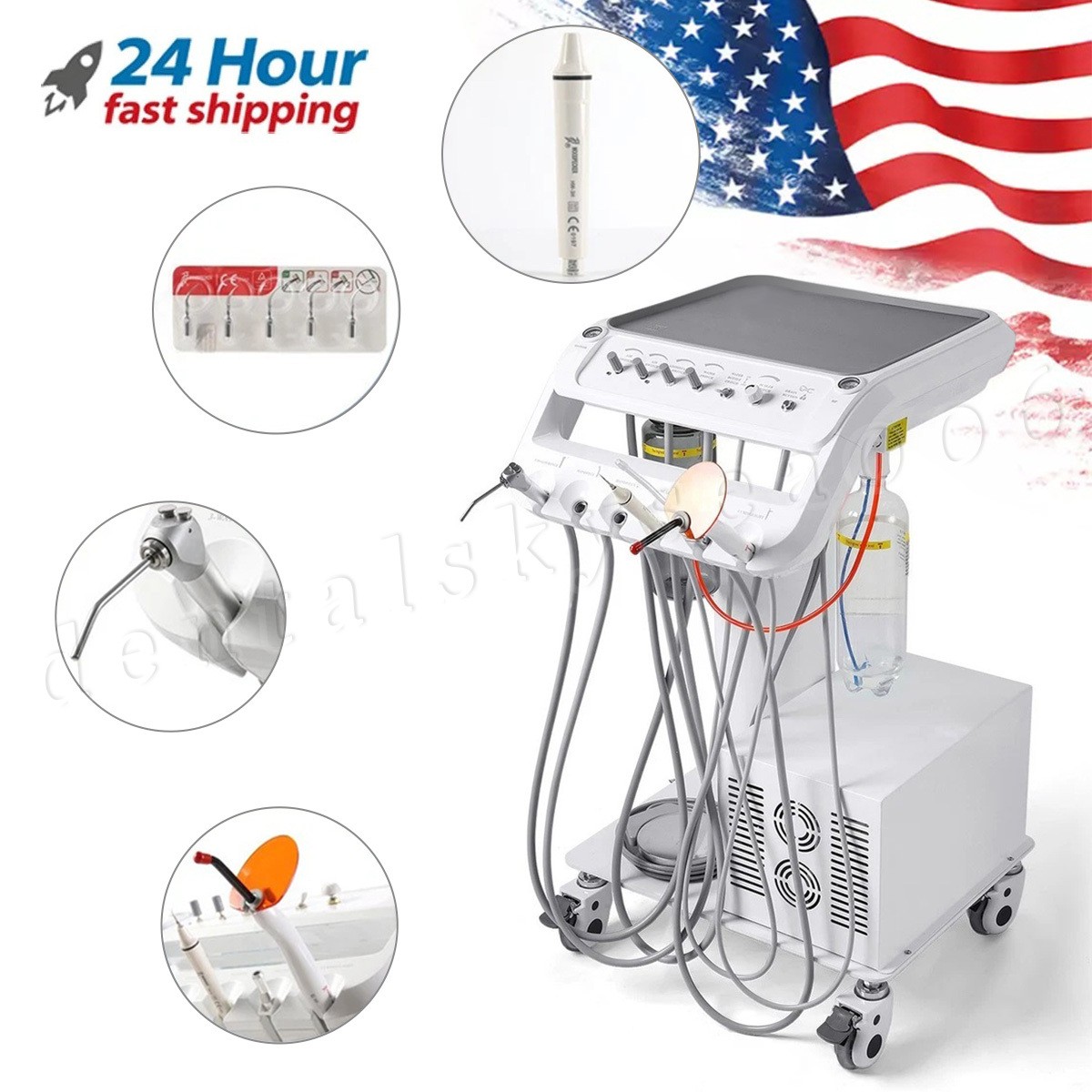 Dental mobile Delivery Unit Treatment Cart with Compressor scaler Curing Light