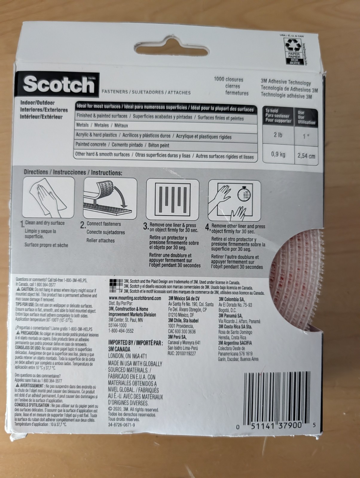 Scotch 3M Extreme Hook & Loop Fastener 1” x 120” 2 Rolls