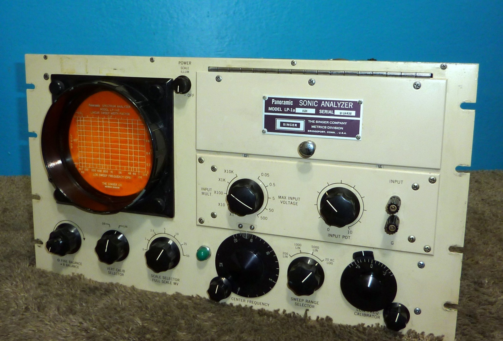 Singer Panoramic Sonic Spectrum Analyzer Model LP-1A-AZM 40Hz-20kHz