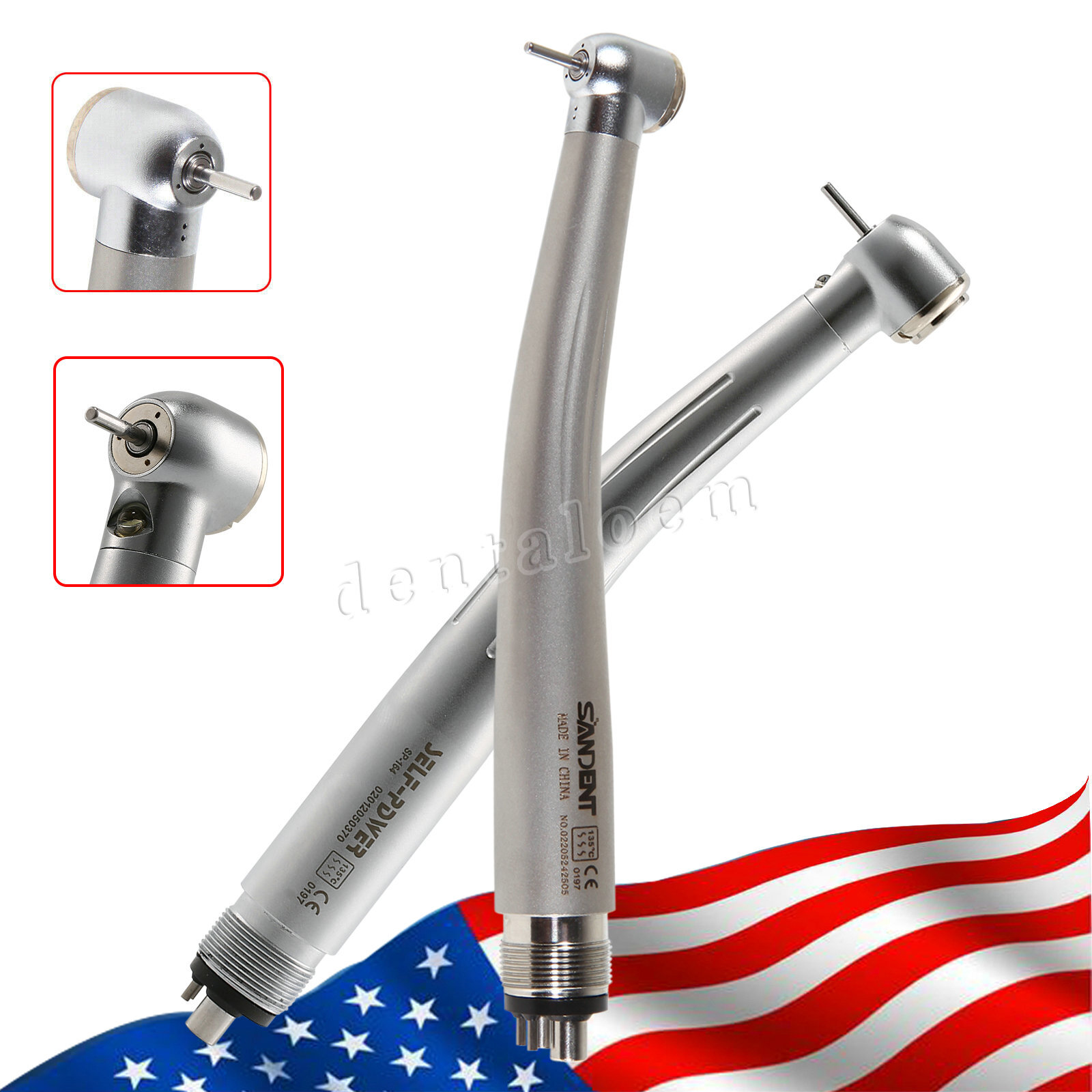 Dental No-LED / LED E-generator High Speed Handpiece Push Button 4Hole Turbine