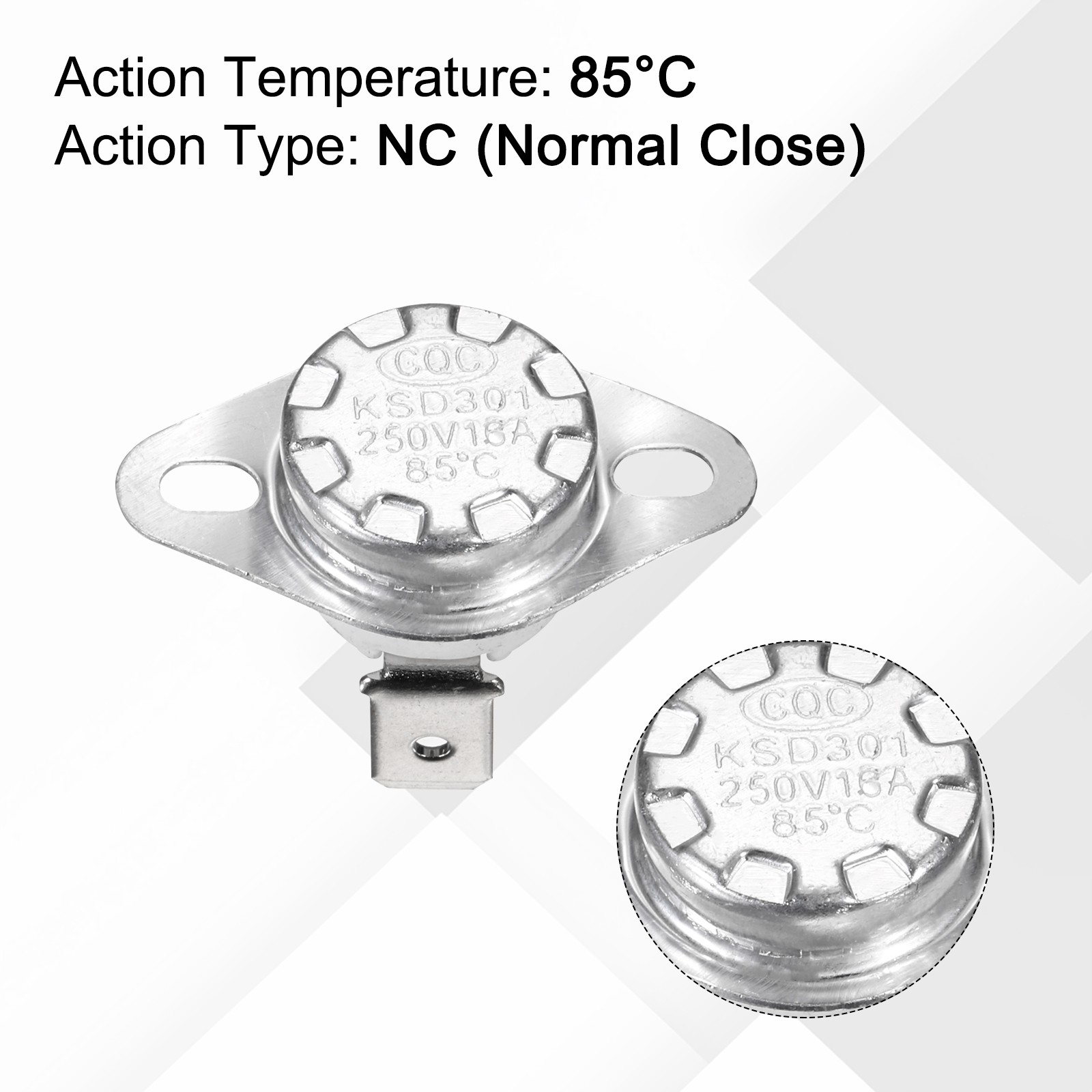 KSD301 Thermostat 85°C/185°F 16A N.C Adjust Snap Disc Temperature Switch 8 Pcs