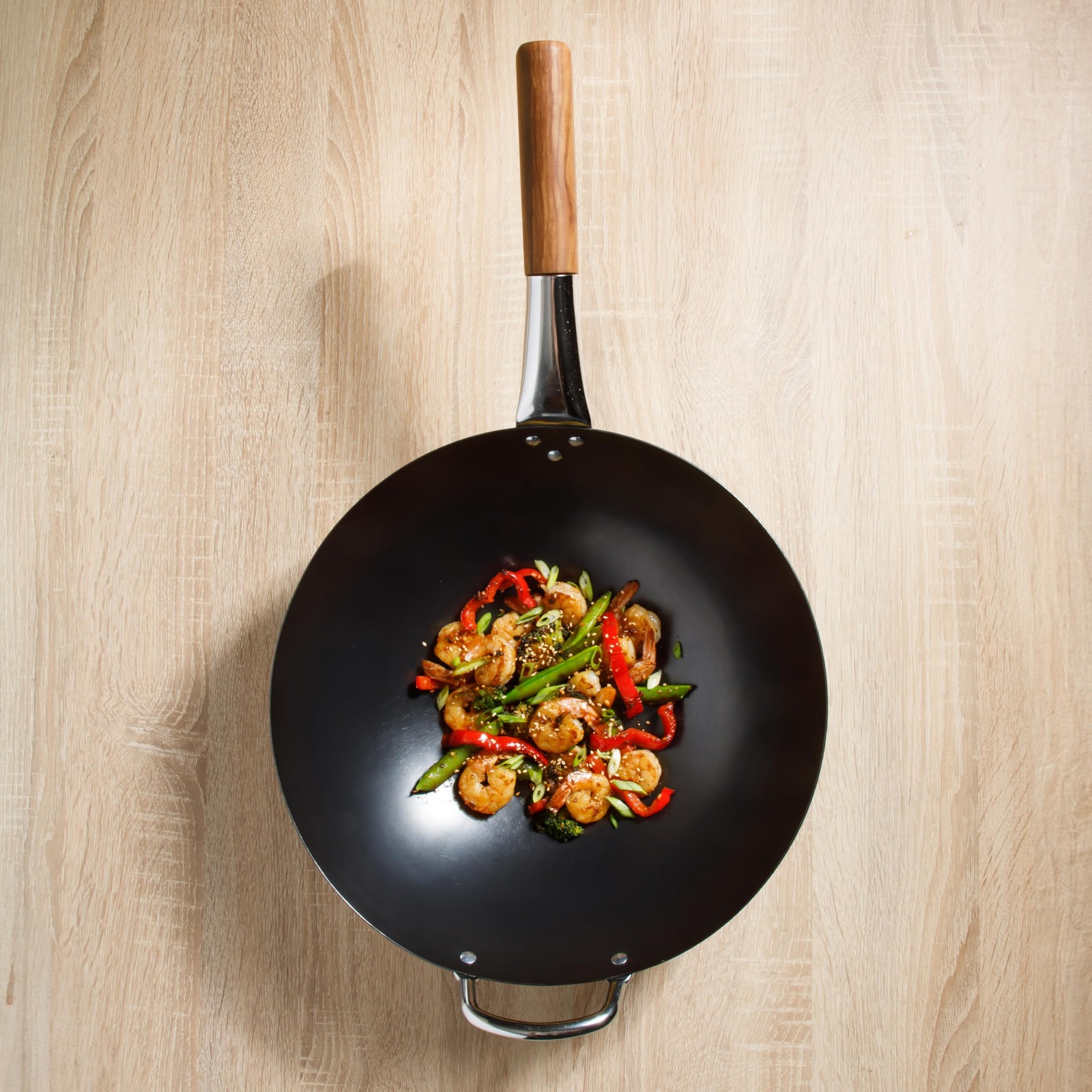 Sur La Table Kitchen Essentials Quick Fire 13.5 Carbon Steel Flat Bottom Wok