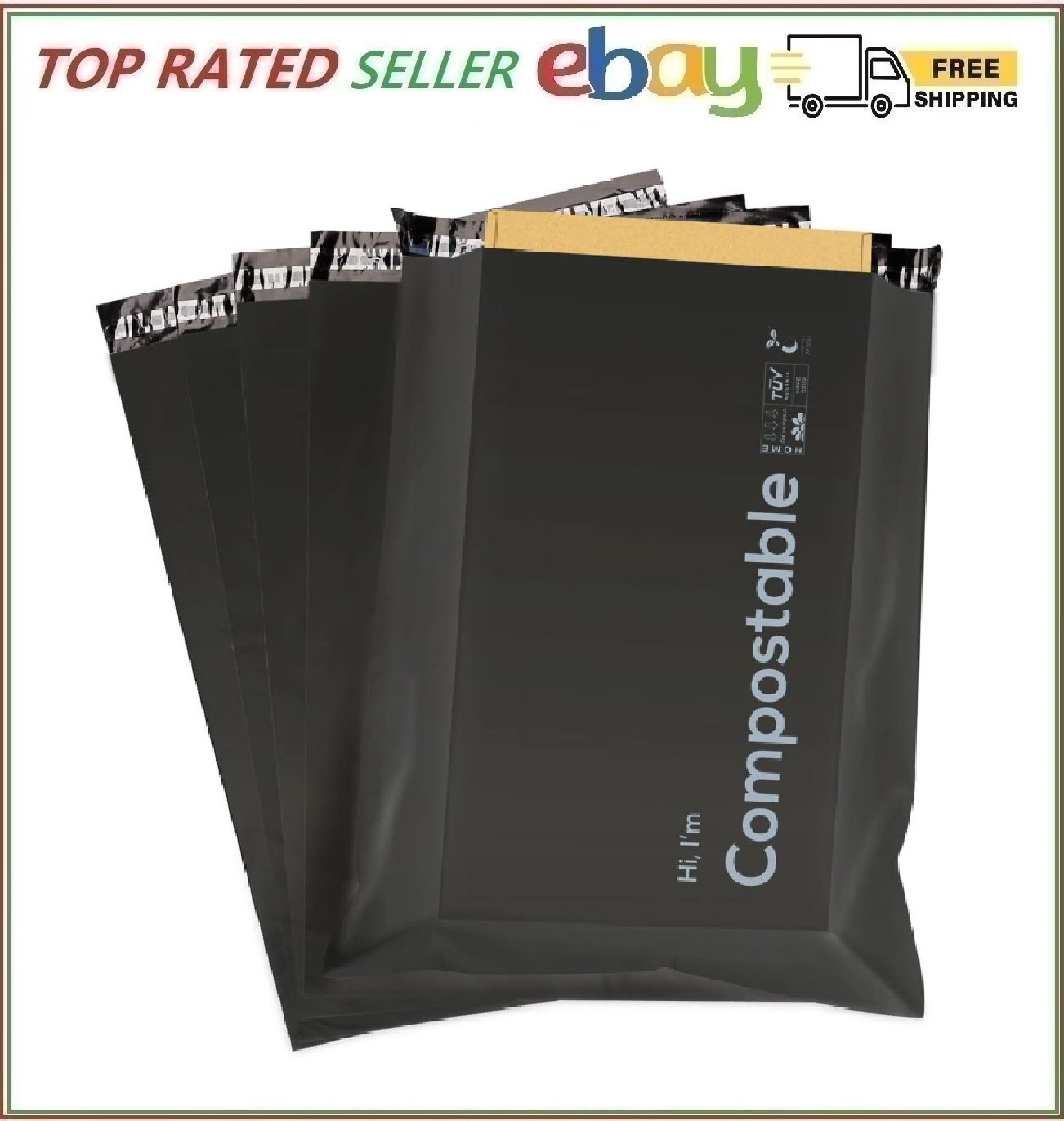 10×13 inch Biodegradable Shipping Bags,50 Count Compostable Poly Mailers with Ec