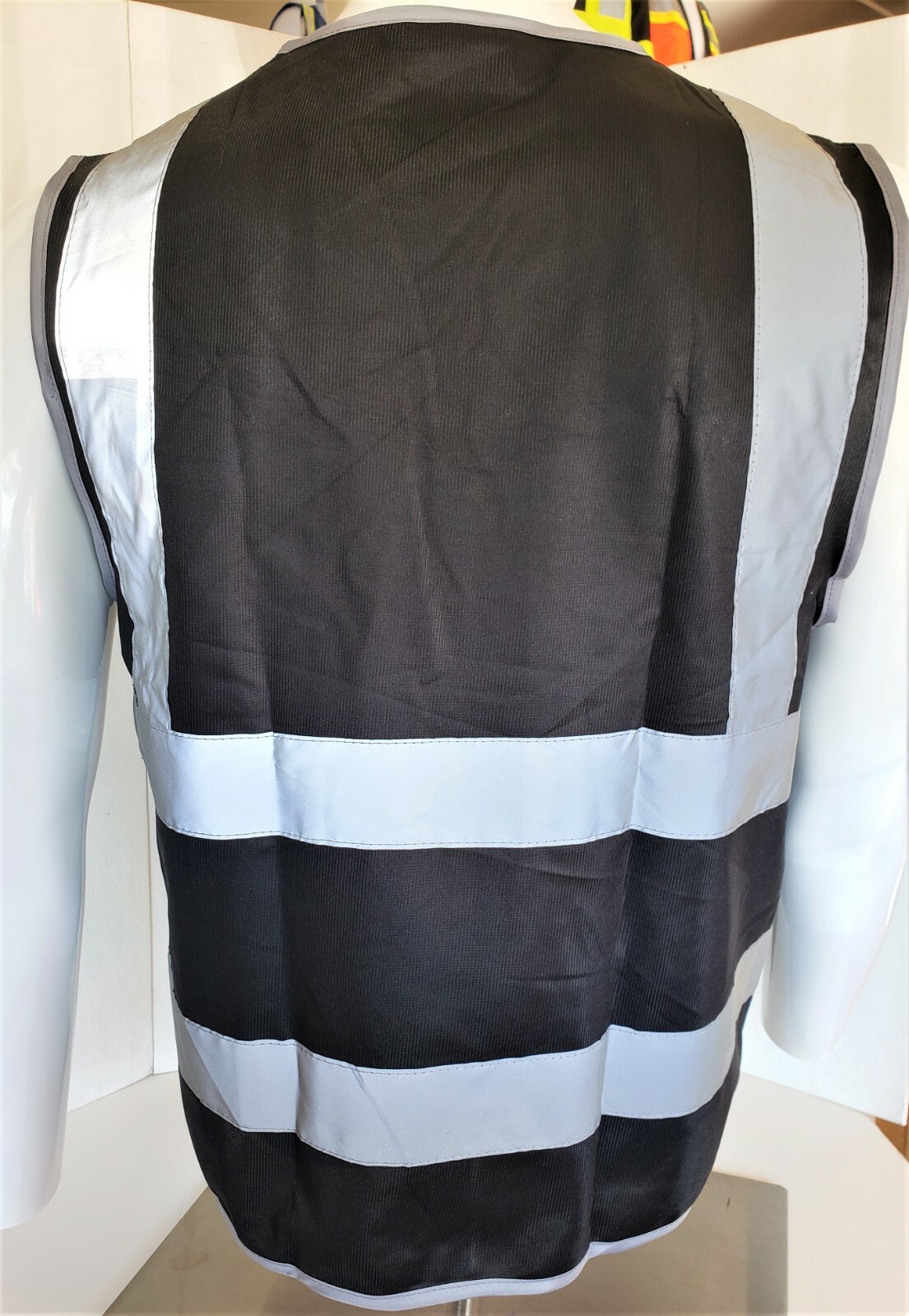 Hi Visibility Reflective Black Safety Vest (Small to 2XL)
