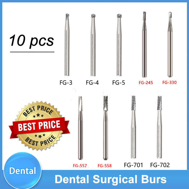Dental Carbide Burs FG1/2/3/4/5/6/7/8 Round for High Speed Handpiece 10 -100Pcs