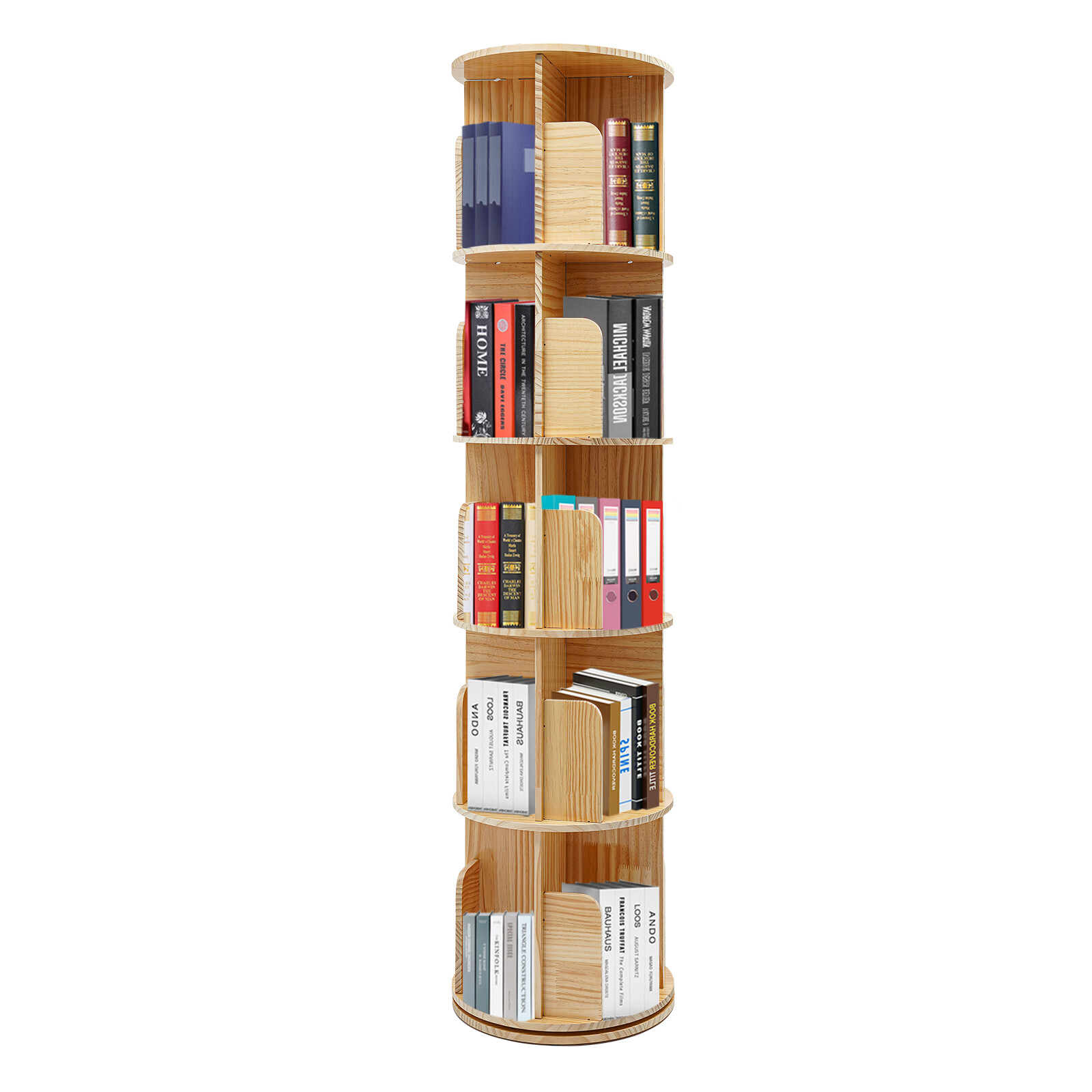 5 Tier Floor Standing Bookcase 360° Rotating Bookcase Floor Standing Bookshelf