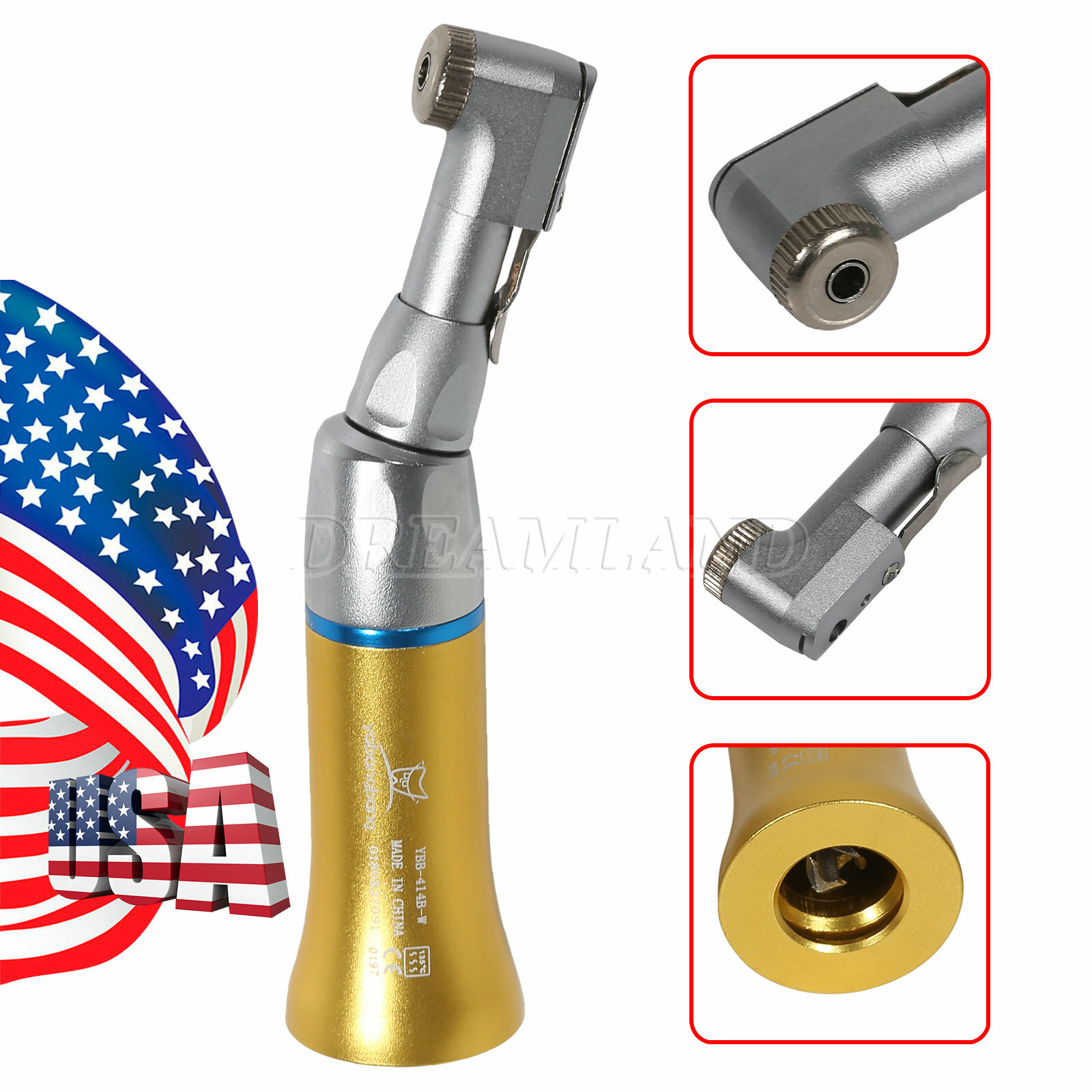 High Speed /Low Speed Handpiece Kit 4Holes Contra Angle Golden Dental
