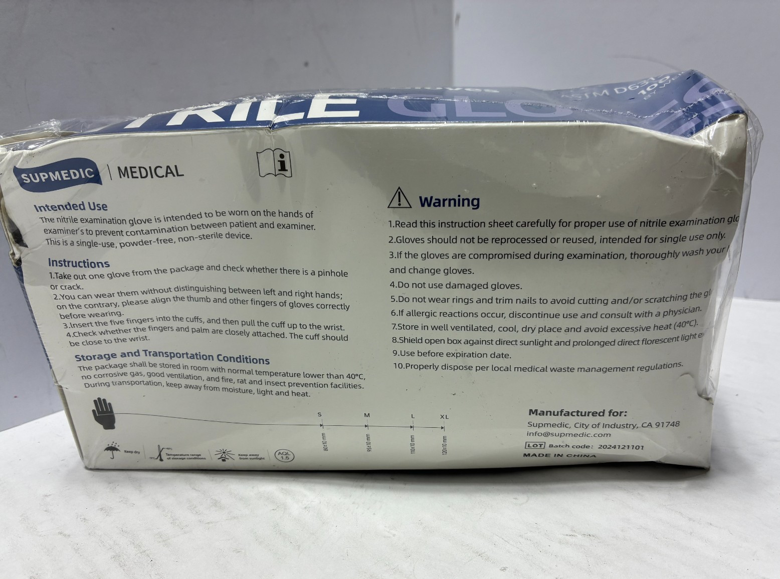 Supmedic Powder Free Nitrile Examination Gloves 100 Pcs ASTM D6319-19 Purple