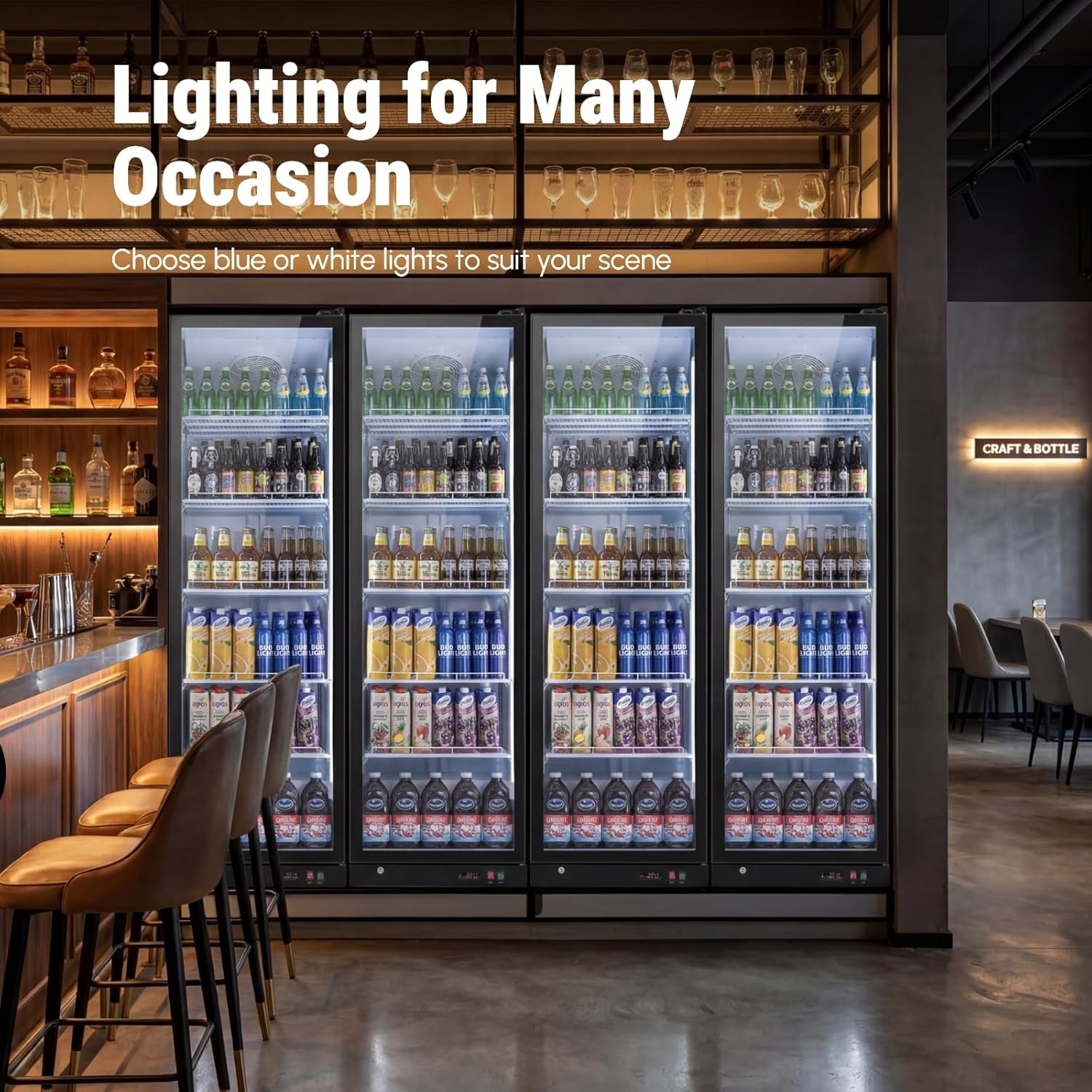 Yeego Commercial Beverage Refrigerator Single Glass Door Merchandiser Fridge New