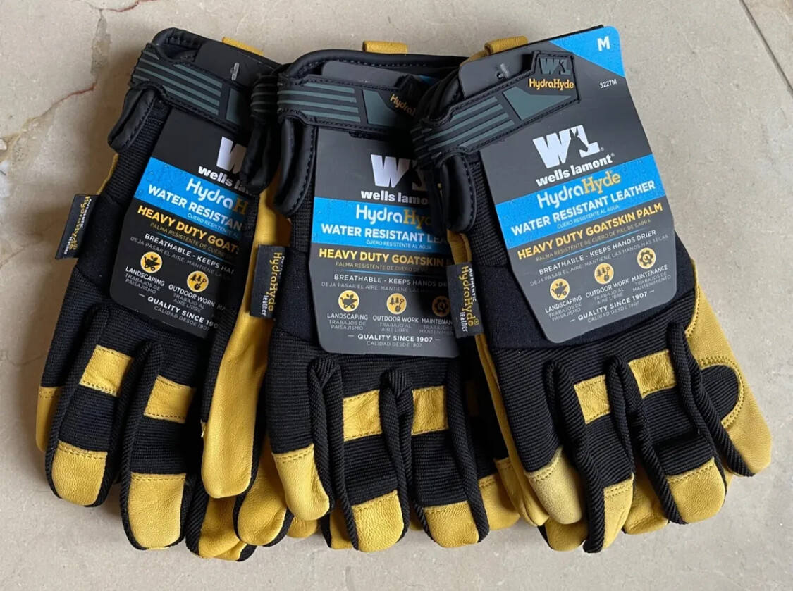 3 Pairs Wells Lamont Men’s HydraHyde Leather Work Gloves Select Size M, L, XL