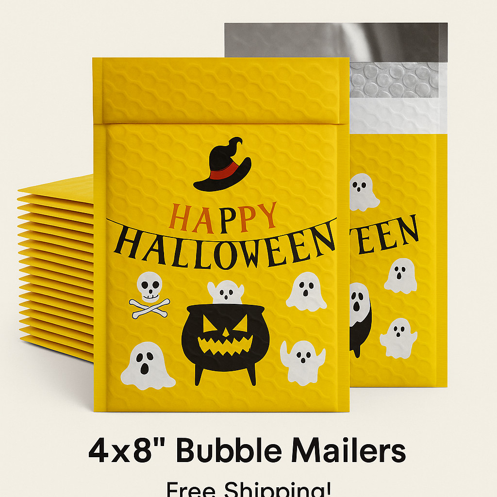 200 Halloween #000 4×8 Poly Bubble Mailers Padded Shipping Envelopes
