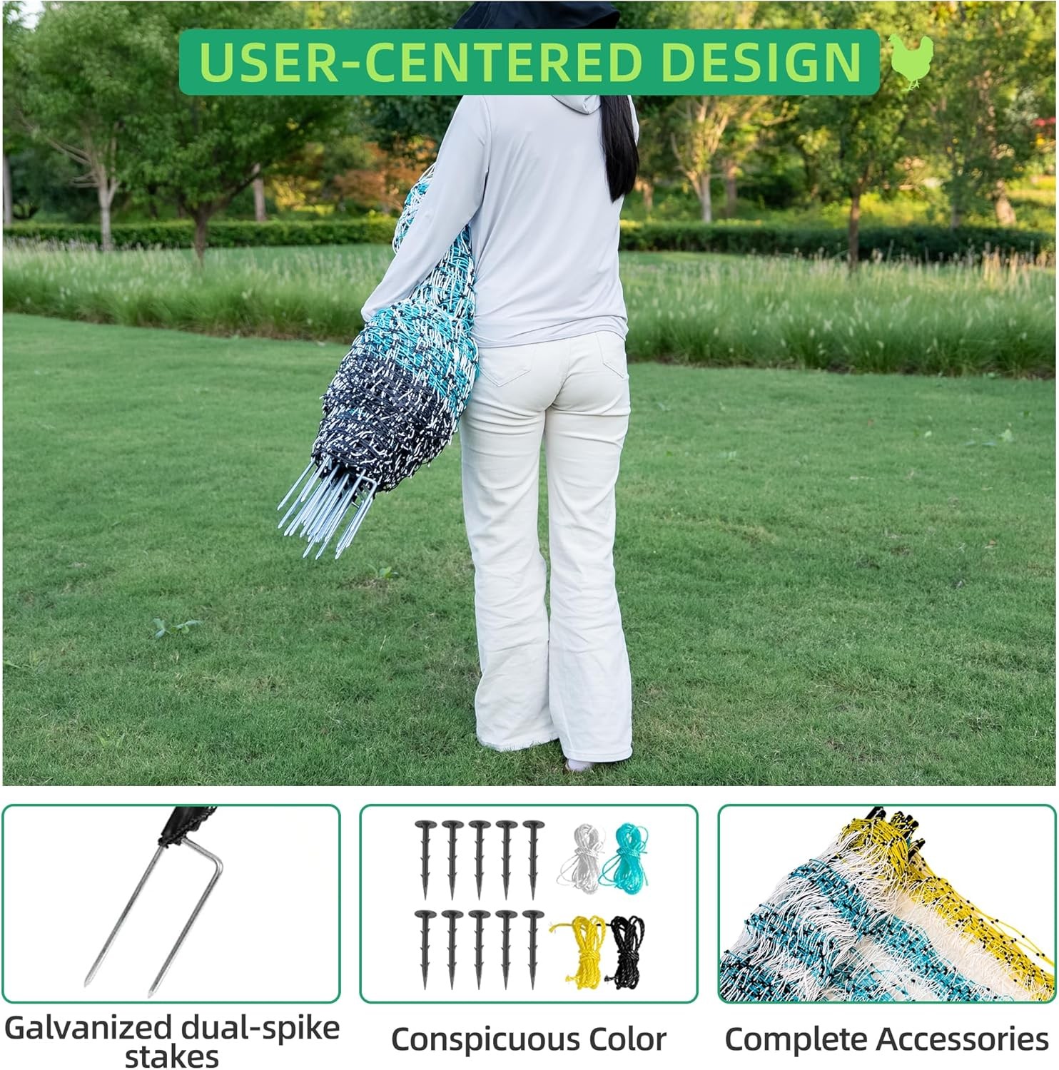 Updated Poultry Netting, Portable Electric Livestock Mesh Fence 47.5″ H x 168′ L
