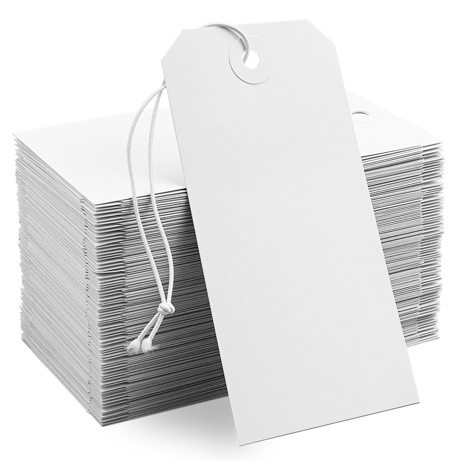 50 Pack White Shipping Tags with Elastic String Blank Labeling 50 Pack,