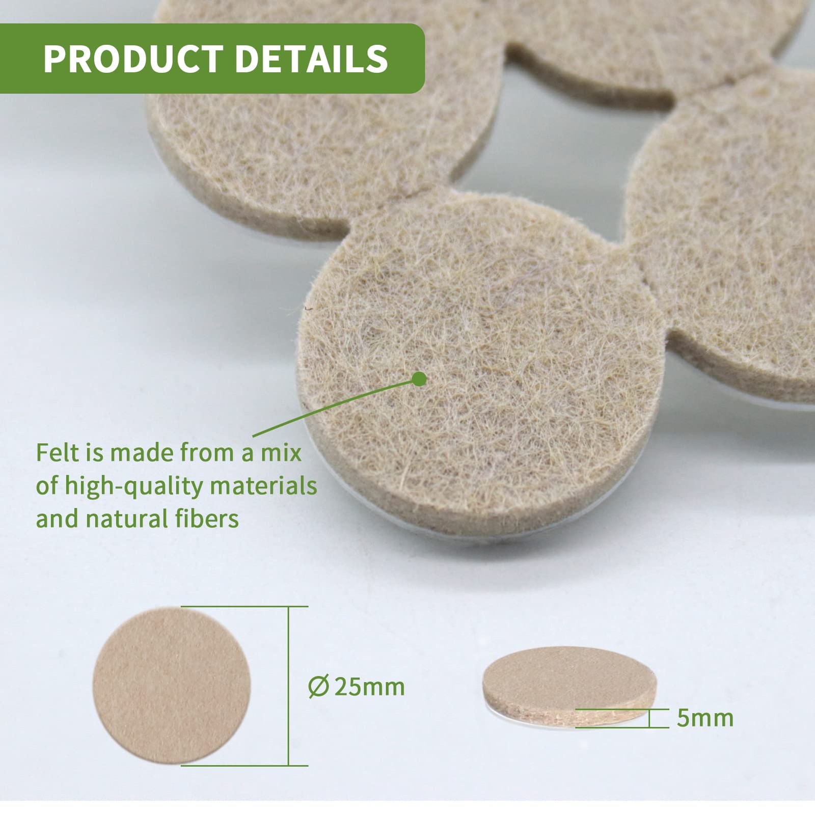 COVERCORNER Felt Furniture Pads for Hardwood 48PCS 1 inch Round Beige, Beige
