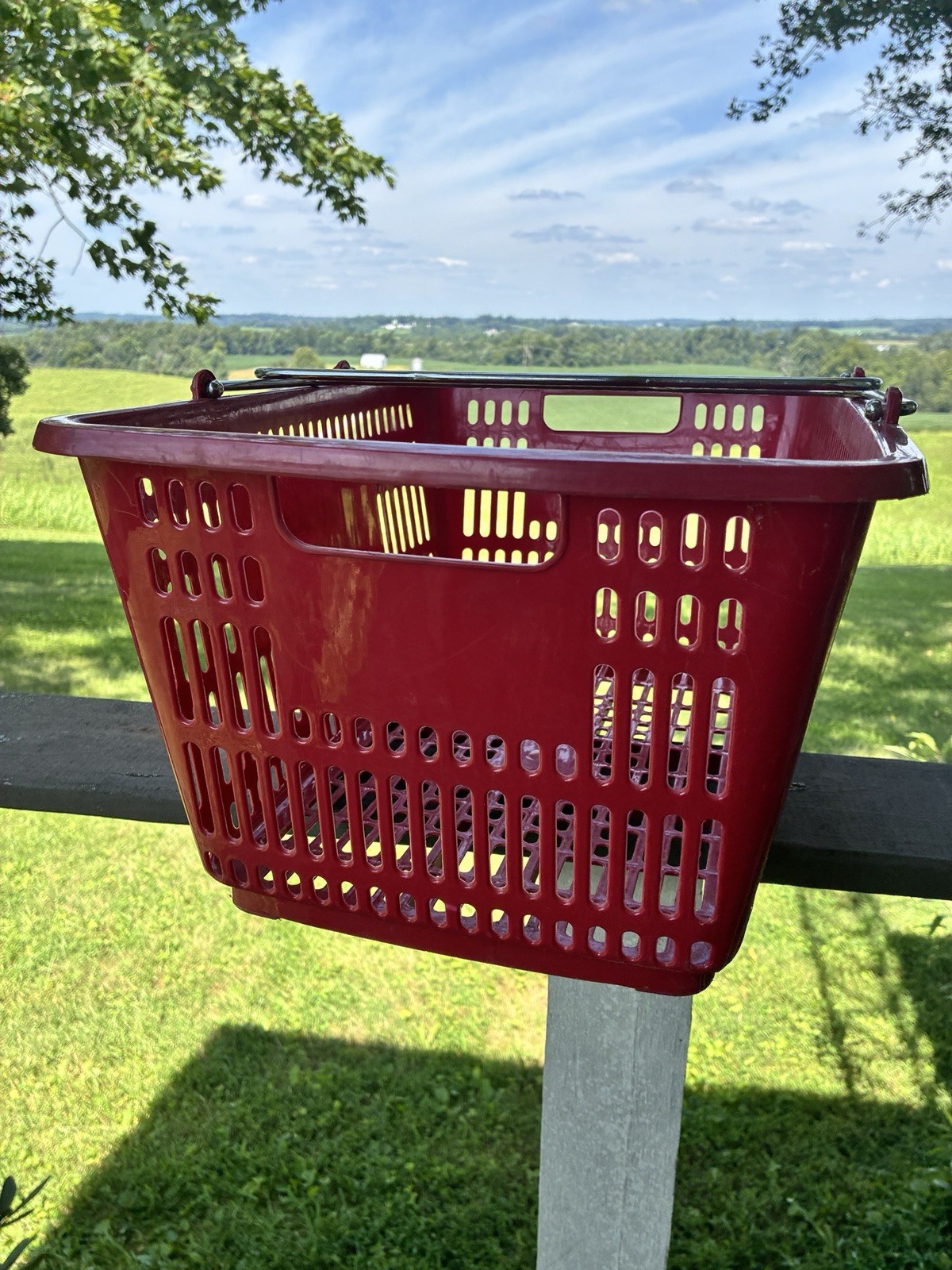 VTG Shopping Baskets LUCKYS MARKET Red Grocery Carry Basket
