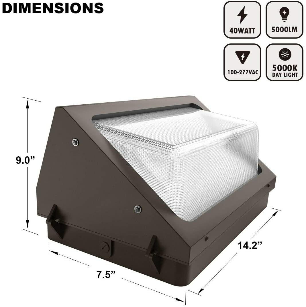 2Pcs 80Watt Outdoor Led Wall pack Light 5000K UL DLC Listed replace 400W MH Ip65
