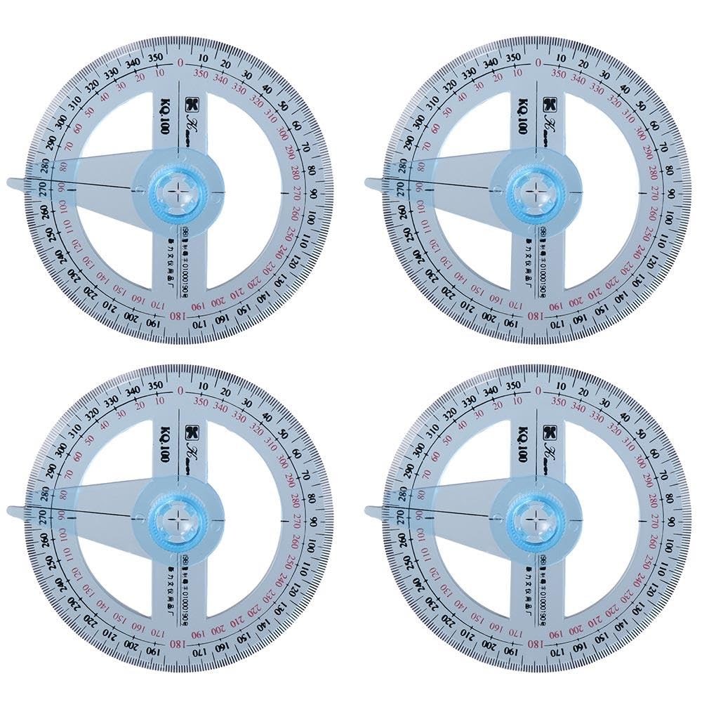 360 Degree Protractor Pack of 4, Durable Swing Arm Angle Protractor, Multifun…