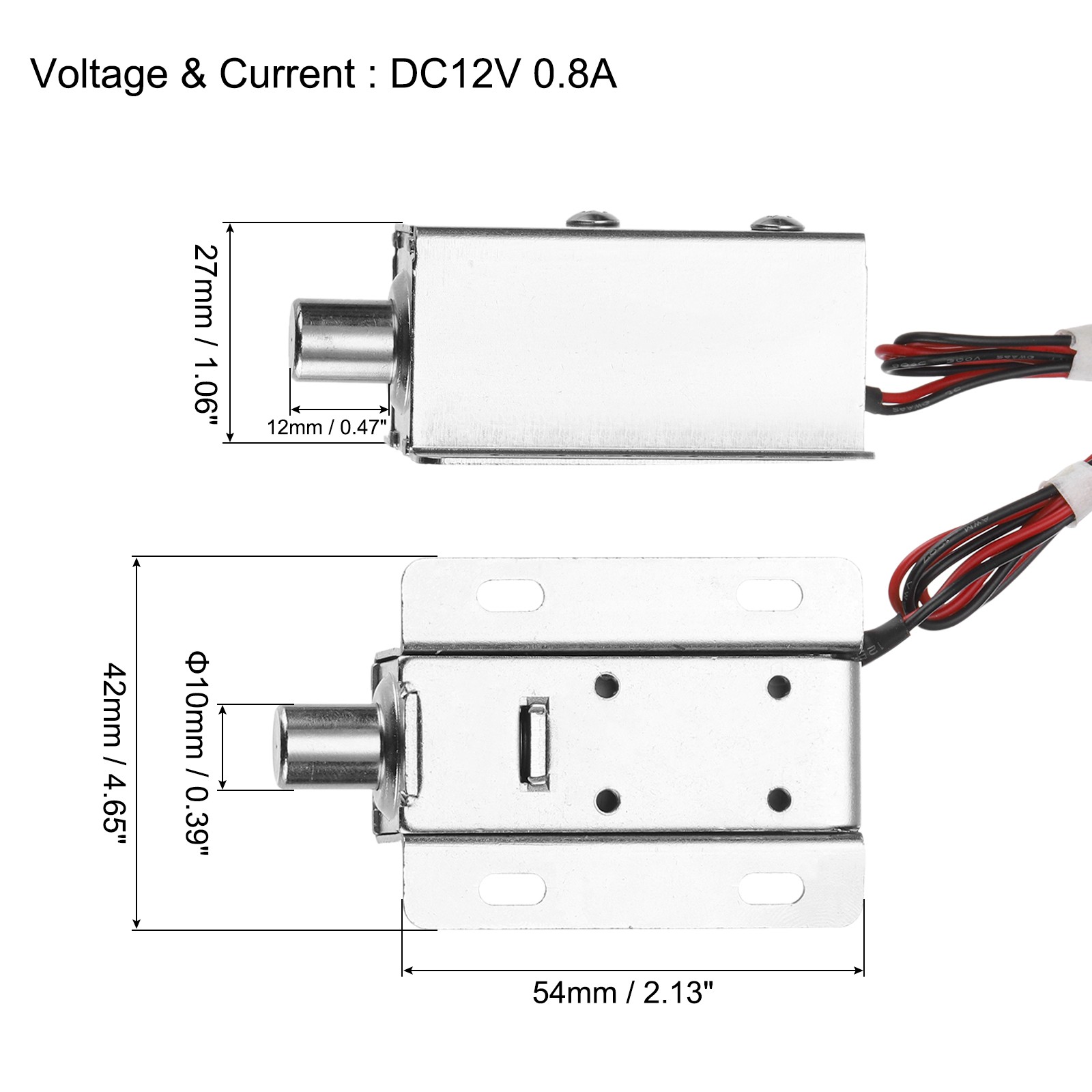 2Pack DC 12V 0.8A Electromagnetic Solenoid Lock Door Drawer Magnetic Lock