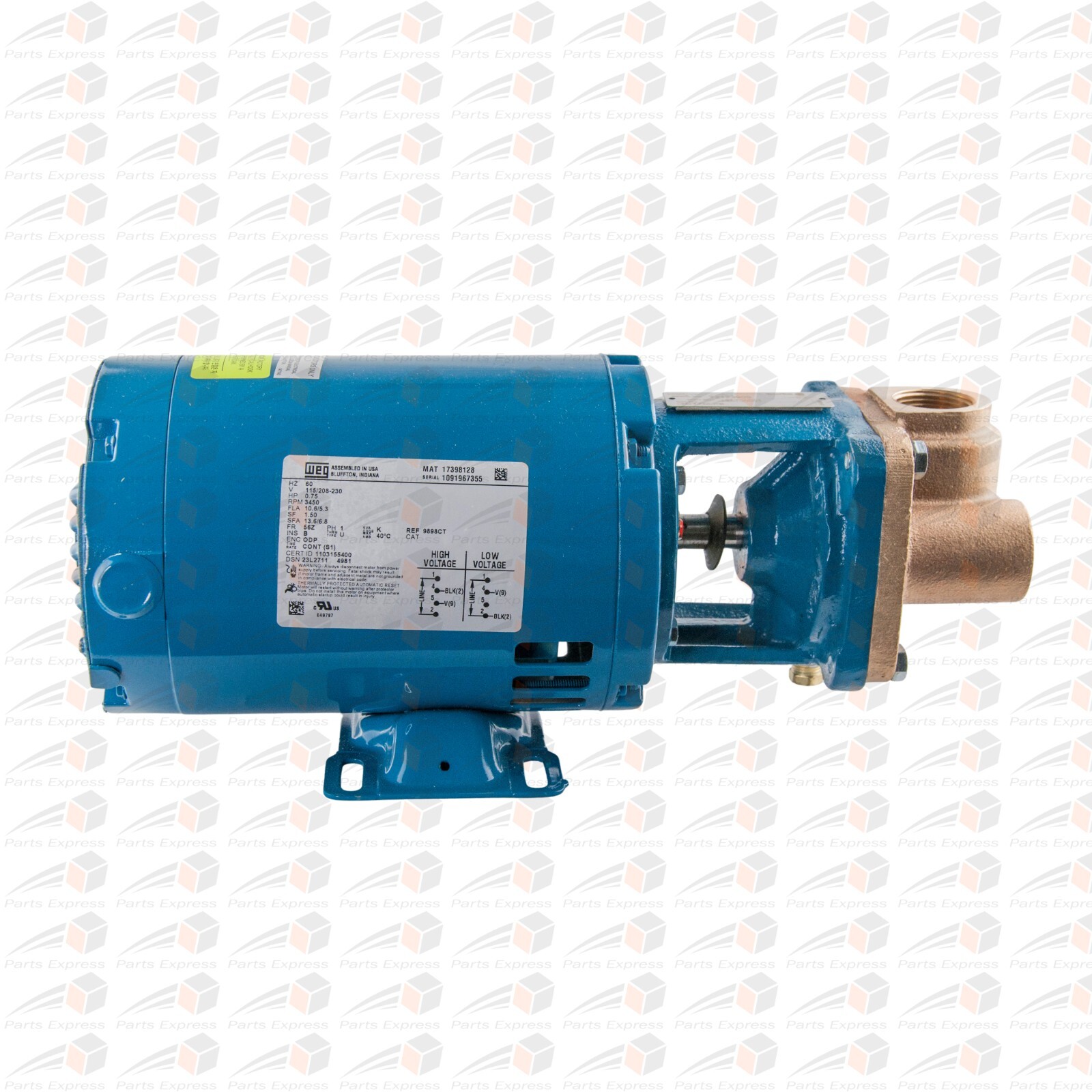 BURKS PUMP MODEL# 7CT7M-FE, 3/4 HP, 115/230V, 1-PHASE, 1″ INLET, 1″ OUTLET