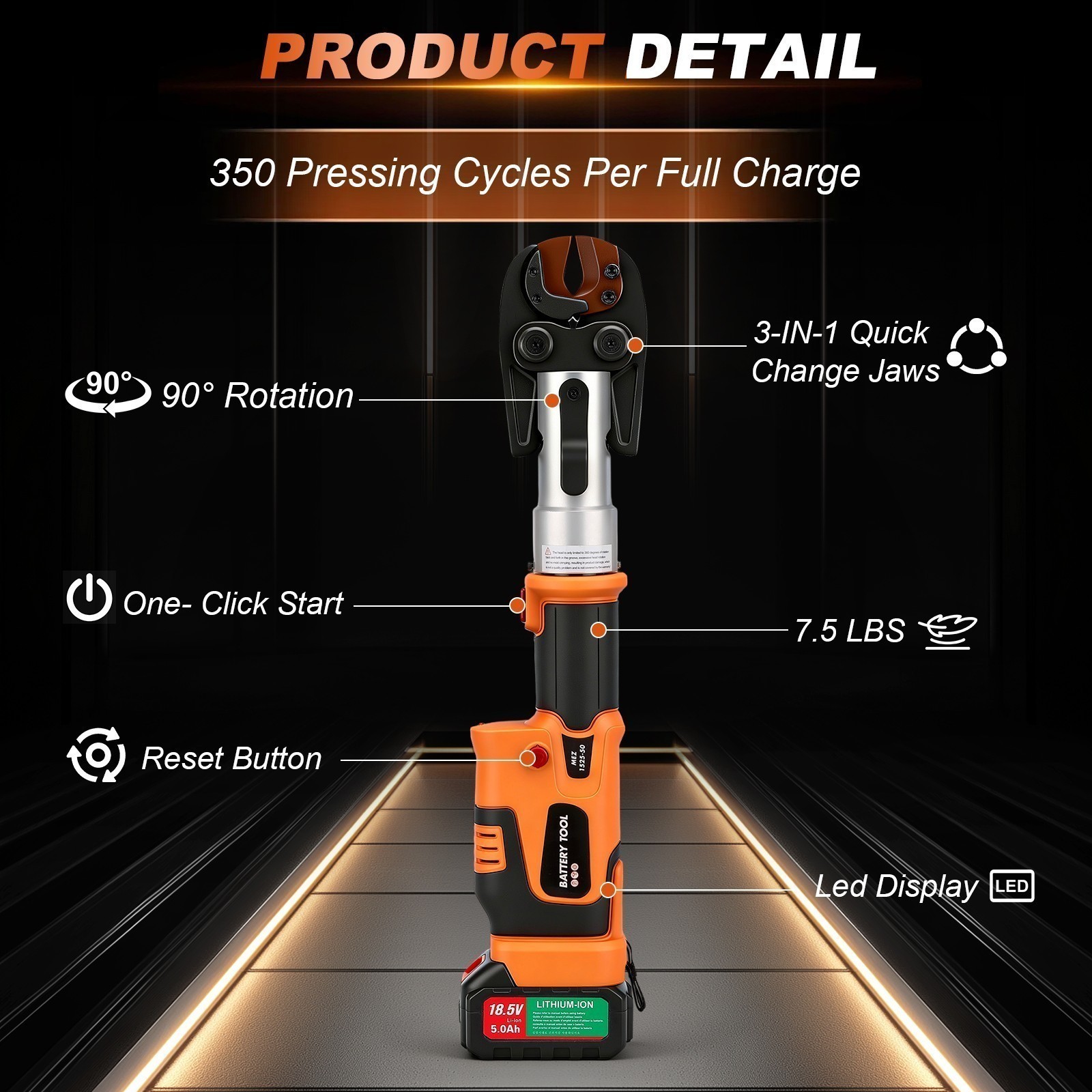 Compact Propress Tool Universal Jaws 2 * 18V 5.0AH Battery for Copper Pipe