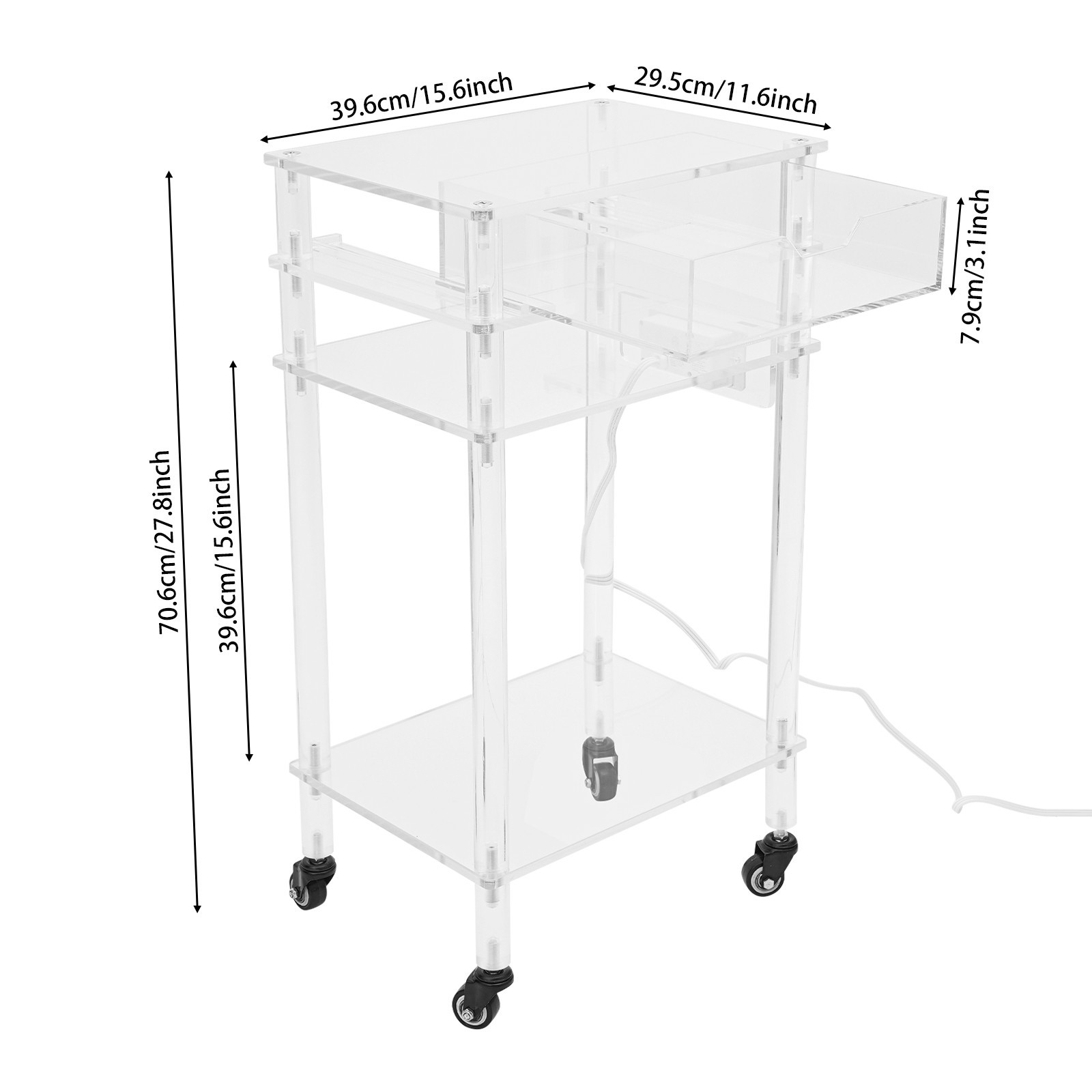 Acrylic Printer Stand Printer Stand W Wheels&Us Standard Plug Office Furniture