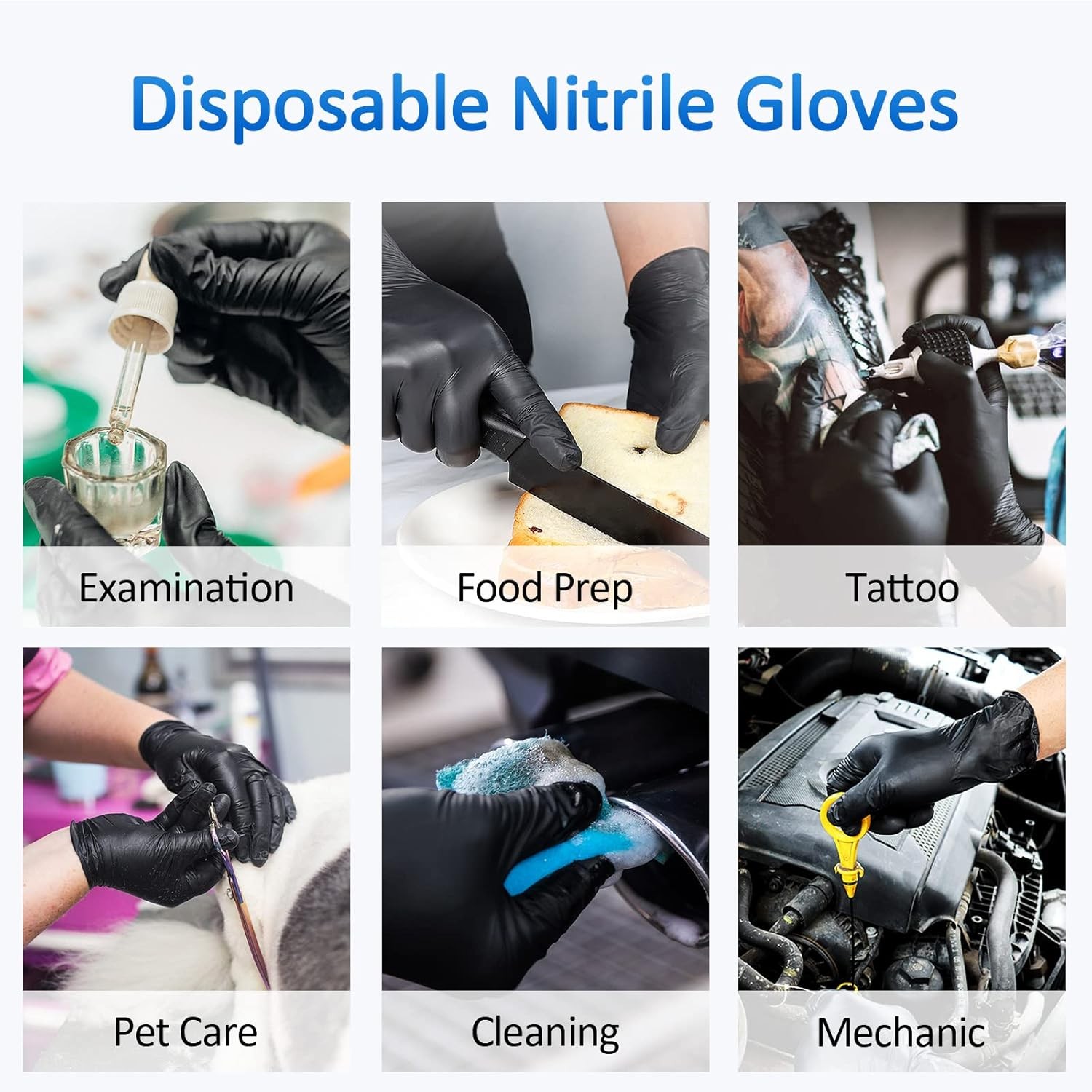 Nitrile Exam Gloves, 4 Mil Black Gloves Disposable Latex Free Powder Free, Food