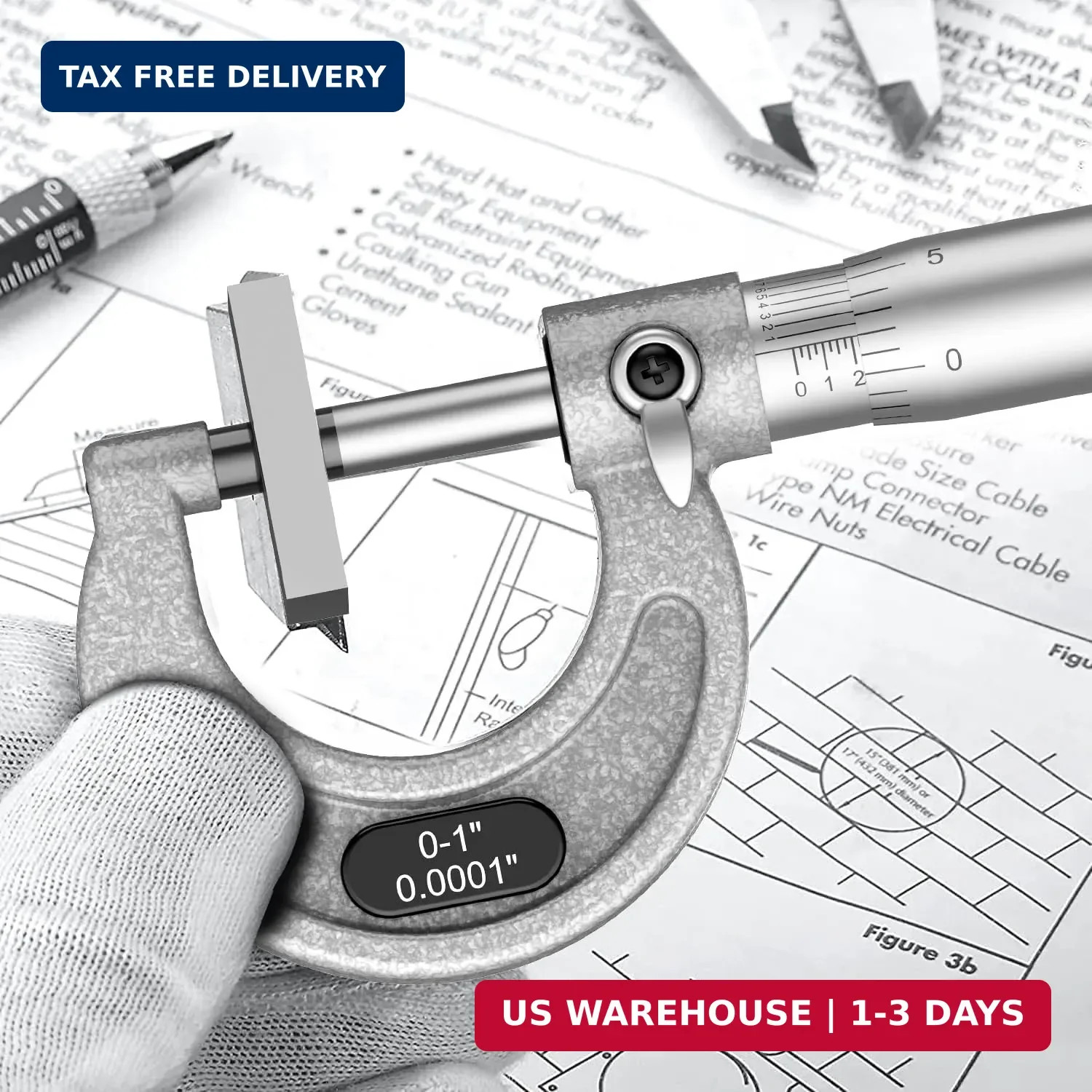 HDLNKAK Outside Micrometer 0-1″, Machinist Micrometer, 0.0001″ Graduation Microm