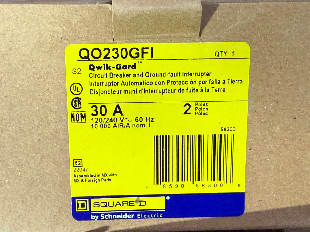 Square D QO230GFI 30 Amp 2 Pole GFCI Circuit Breaker Qwik-Gard NEW QO 240V