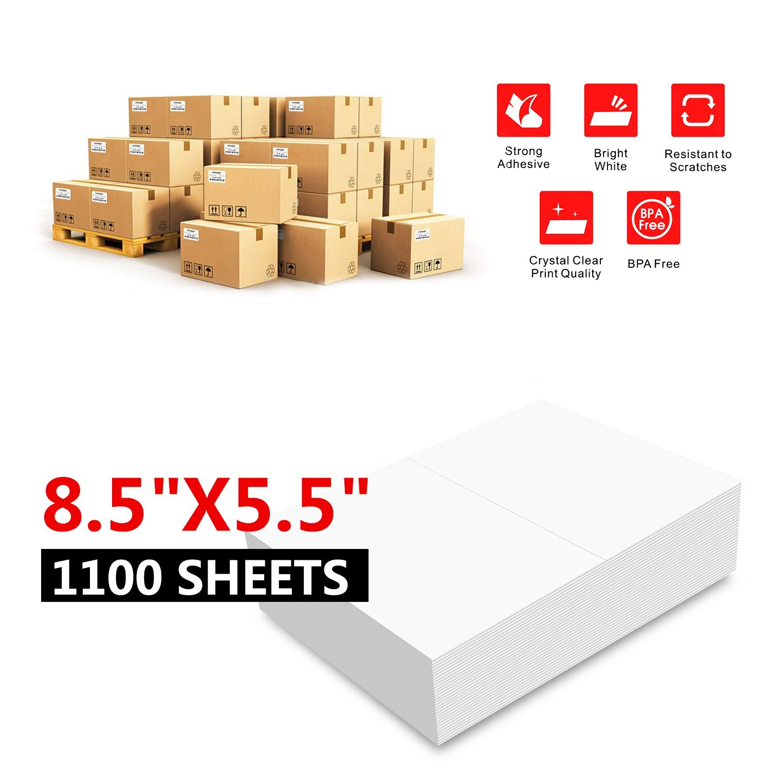 8.5″X 5.5″ Premium Labels Self Adhesive Shipping Labels Half Sheet for Laser US