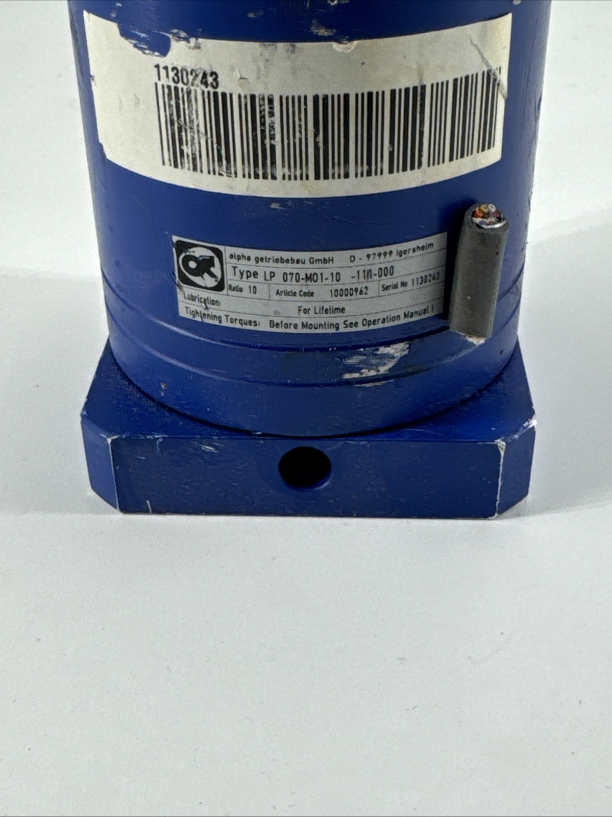 Alpha LP 070-M01-10-111-000 Planetary Gearbox 10:1 Reducer 175rpm