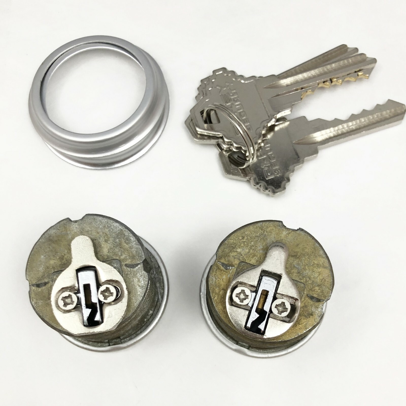 2 Mortise Lock Cylinders 1″ for Store Front Door Adams Rite Brass with 3 Keys
