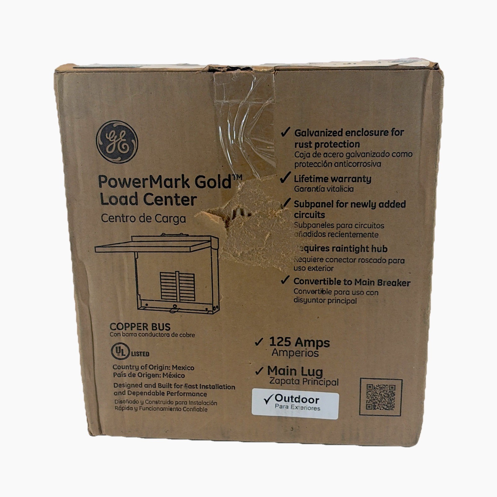GE 125 Amp Outdoor 8/16 Main Lug Circuit Breaker Load Center Panel TLM812RCUP