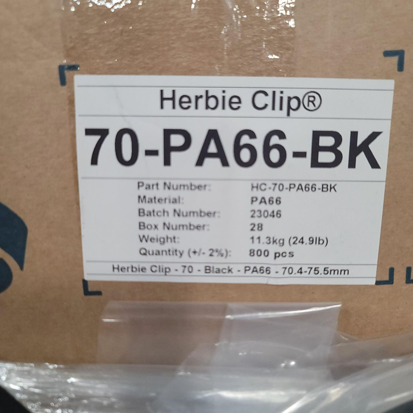 800pc Herbie Clip 70 Hose Clamp Nylon 70-PA66-BK 70.4-75.5mm – 2.77-2.97in | New