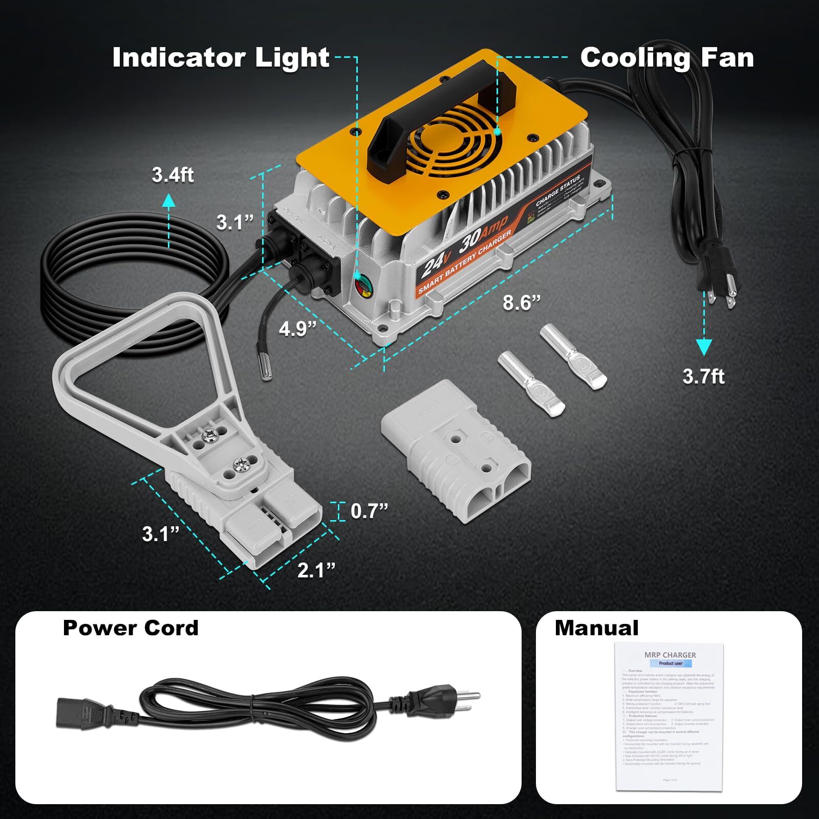 24 Volt 30A Forklift Battery Charger Single Phase Lead Acid Battery Fast Charger
