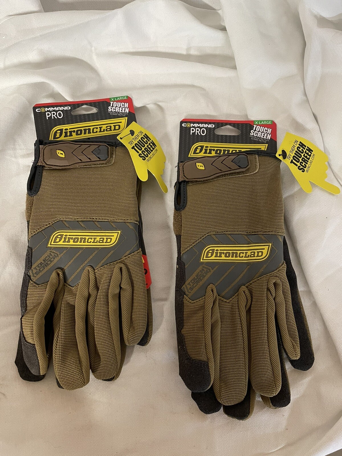 (2) Pair Ironclad Command Pro, IEX-PPG-05-XL Touchscreen Gloves, Size 10 (XL)