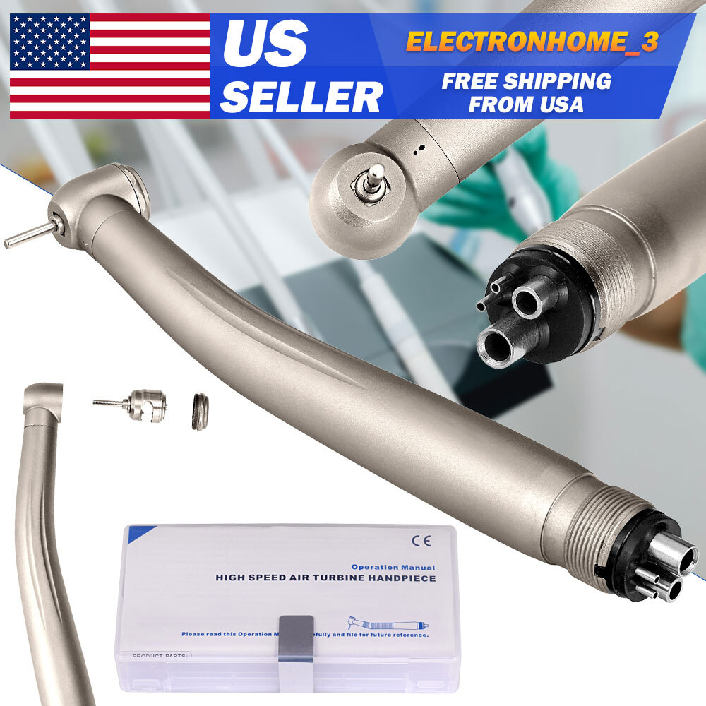 1x Dental High Speed Handpiece Ceramic Rotor Push Button 4Hole Single Way Spray