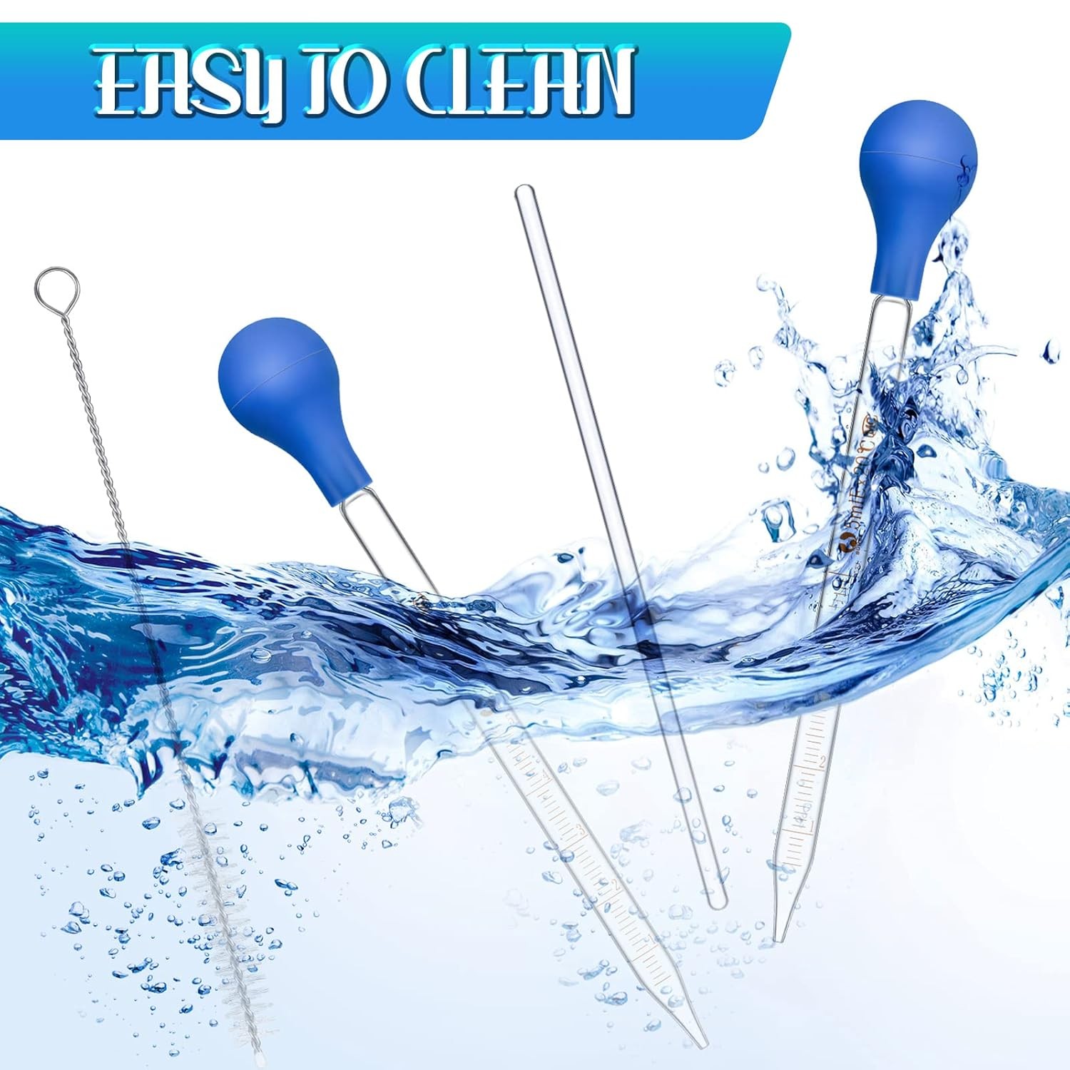 16 Pcs Glass Graduated Dropper 2 Pcs 0.5 ml to 10 ml +2Pcs 8″ Rod+Cleaning Brush