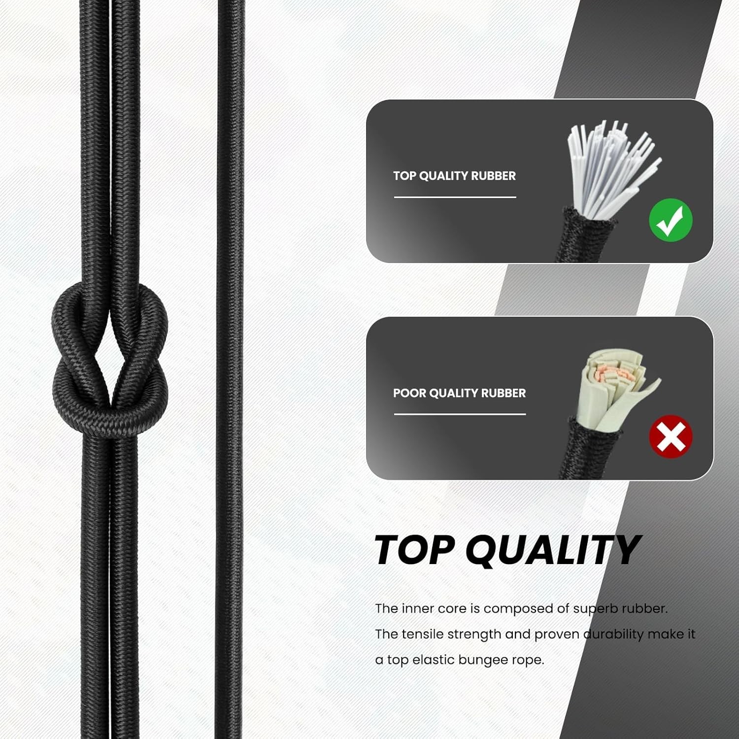 Bungee Cord 1/8in x 50ft Elastic Shock Cord 100% Stretch Elastic Bungee Rope …