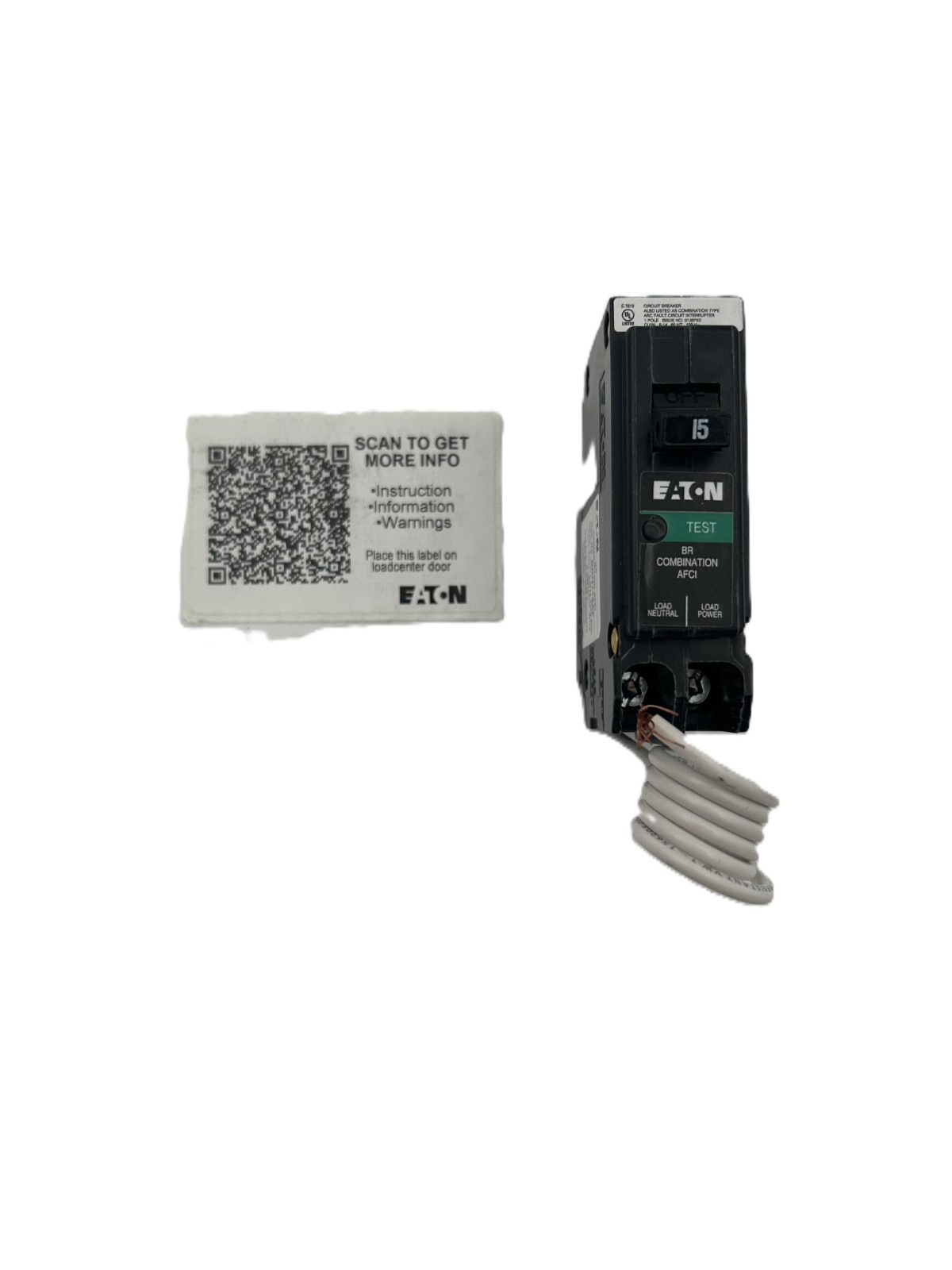 New Eaton BRN115AF Combination AFCI Circuit Breaker 15A 1-Pole 120VAC